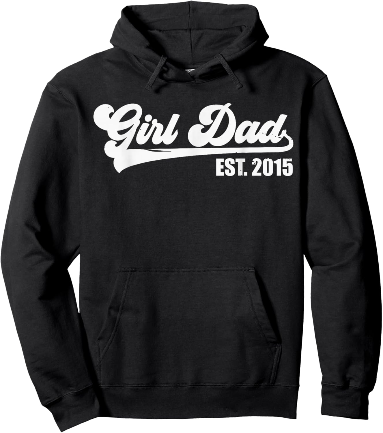 Girl Dad Est 2015 Retro Proud Vintage Father of Daughters Hoodie - Hoodie | Black