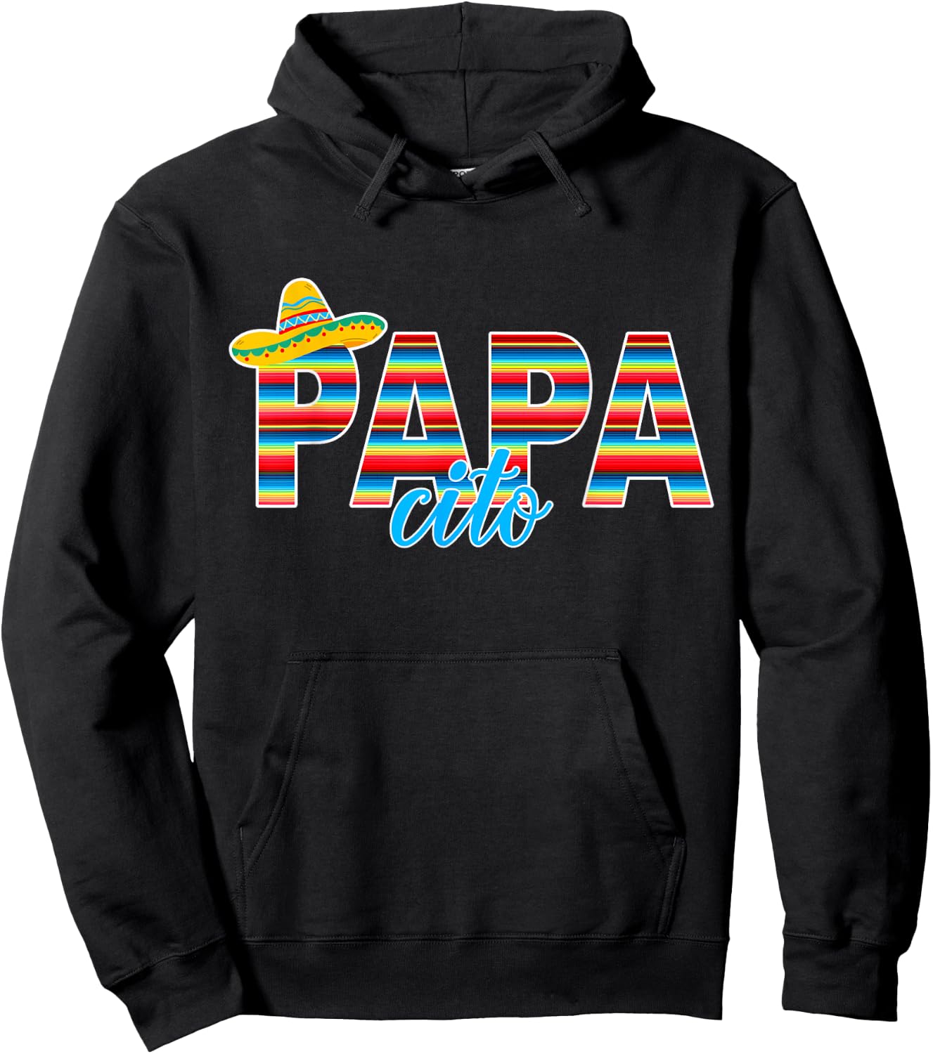 Papacito Serape Mexican Sombrero Cinco de Mayo Hoodie - Hoodie | Black