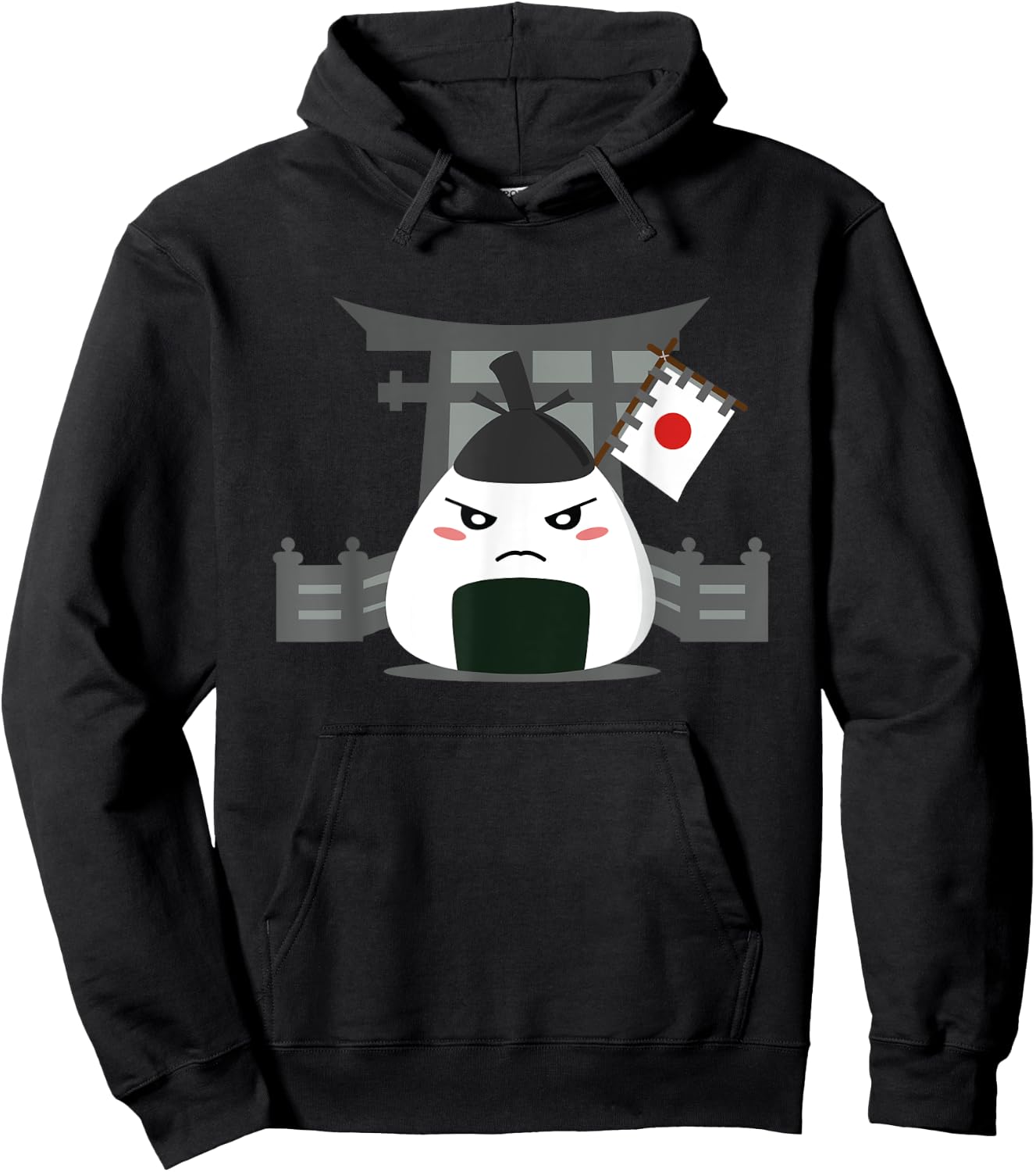 Angry Onigiri - Kawaii Japanese Food Hoodie - Hoodie | Black