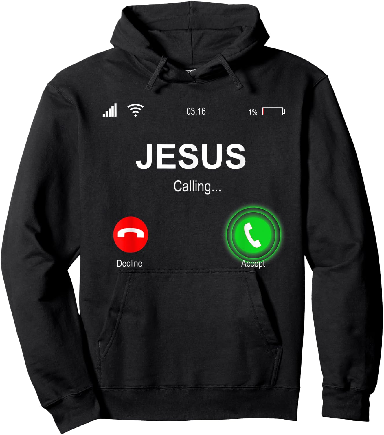Christian Shirts | JESUS CALLING Funny Accept Decline Jesus Hoodie - Hoodie | Black