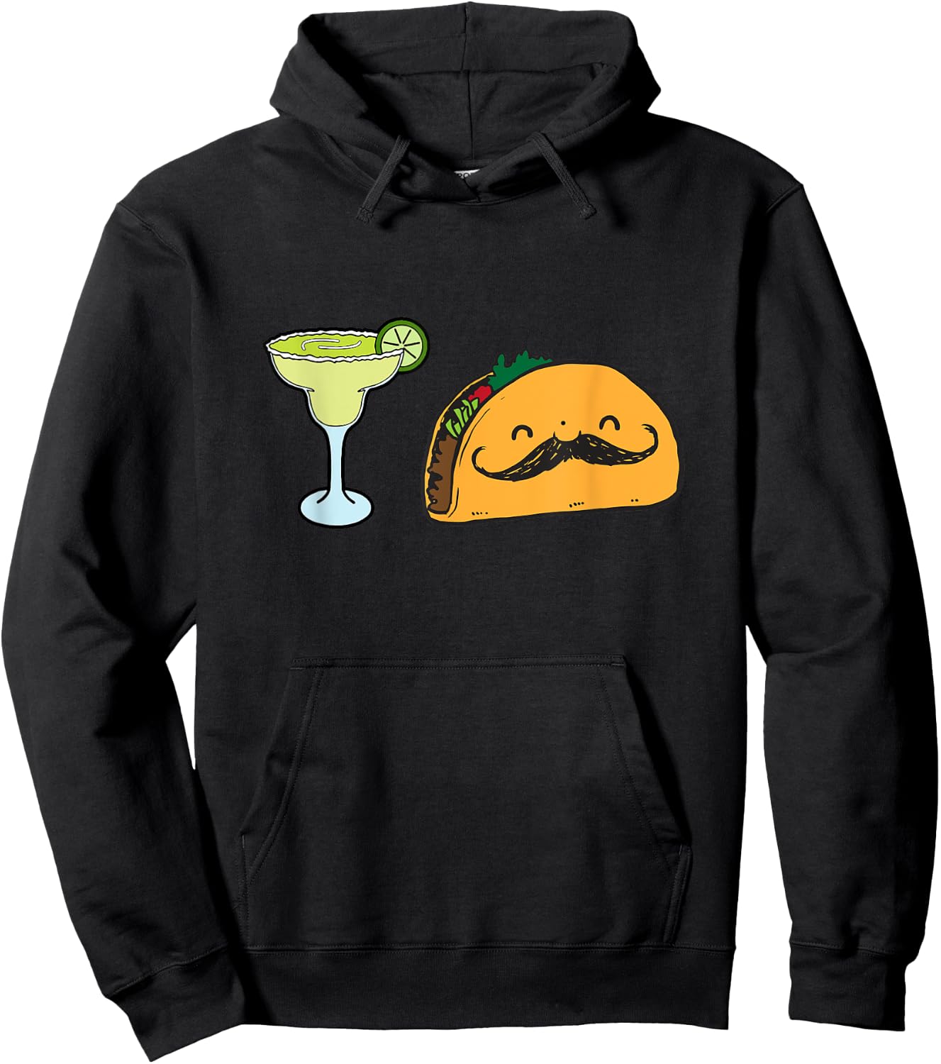 Fun Taco Mustache Margarita With Lime Mexican Food ! Hoodie - Hoodie | Black