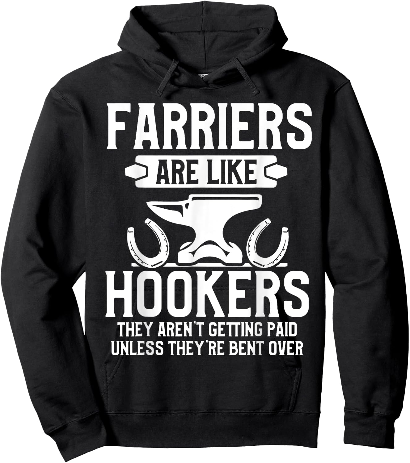 Farrier Bent Horseshoe Hoof Trimming Equine Shoeing Hoodie - Hoodie | Black
