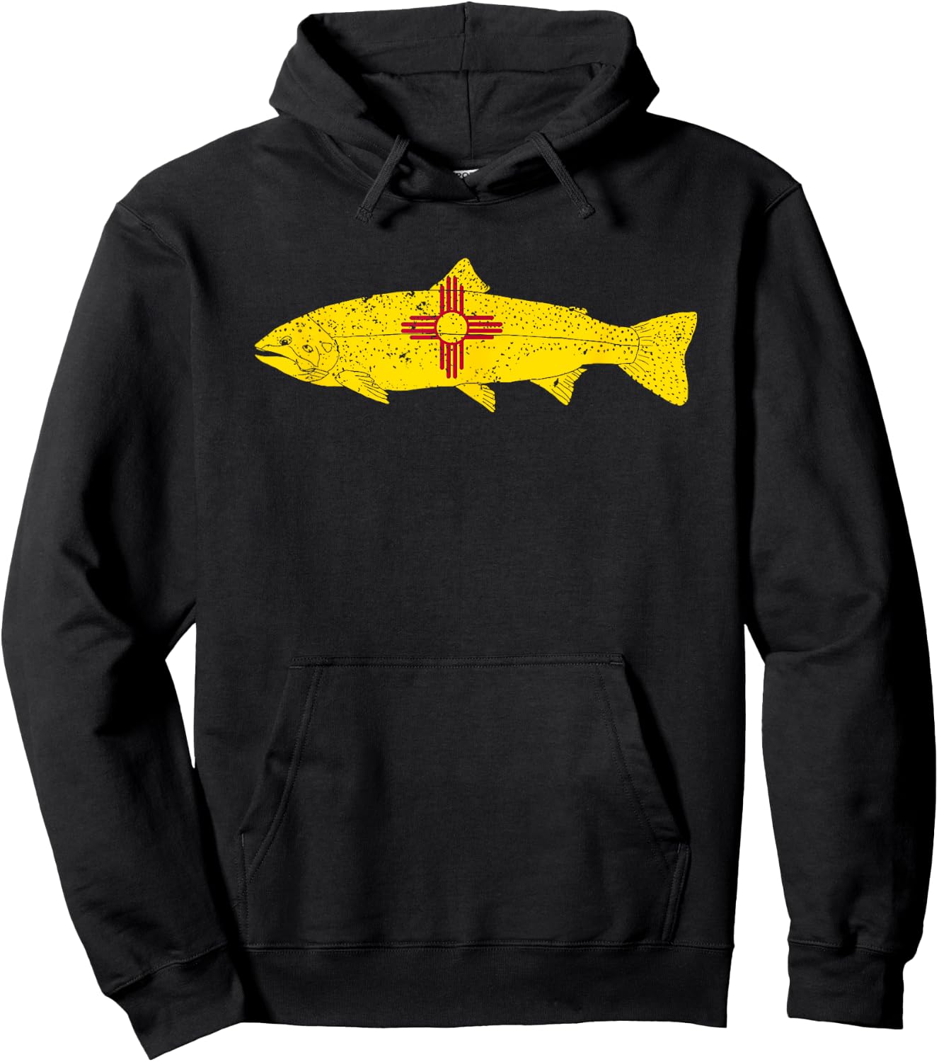 State of New Mexico Fishing Flag - Vintage Fish Trout Hoodie - Hoodie | Black