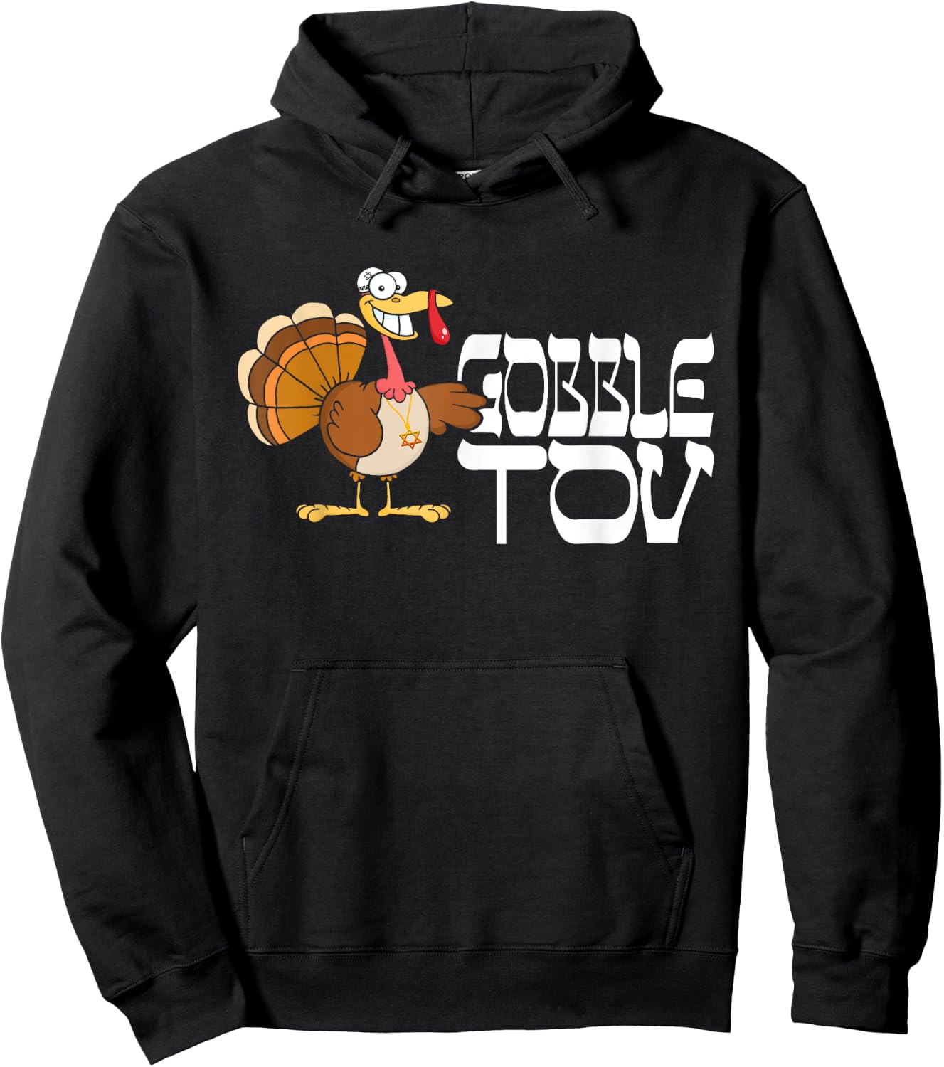 Gobble Tov Hebrew Turkey - Funny Thanksgiving Jewish Hoodie - Hoodie | Black