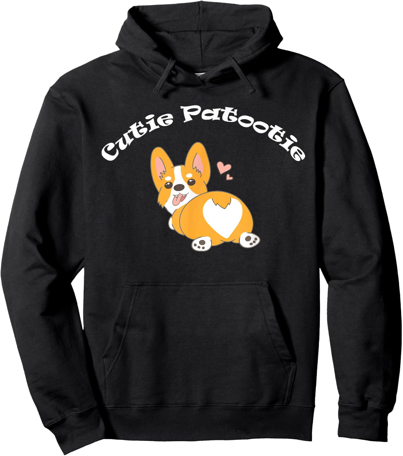 Corgi Shirt - Cutie Patootie Corgi Butt T Shirt Hoodie - Hoodie | Black