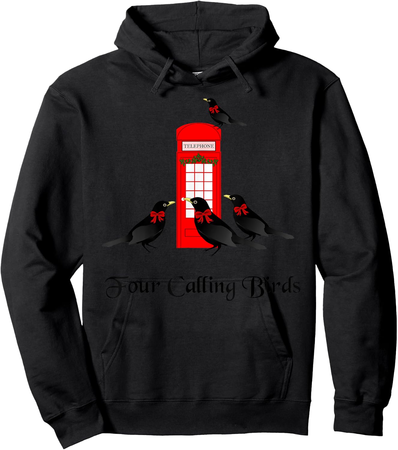 Funny Four Calling Birds Twelve Days of Christmas Hoodie - Hoodie | Black