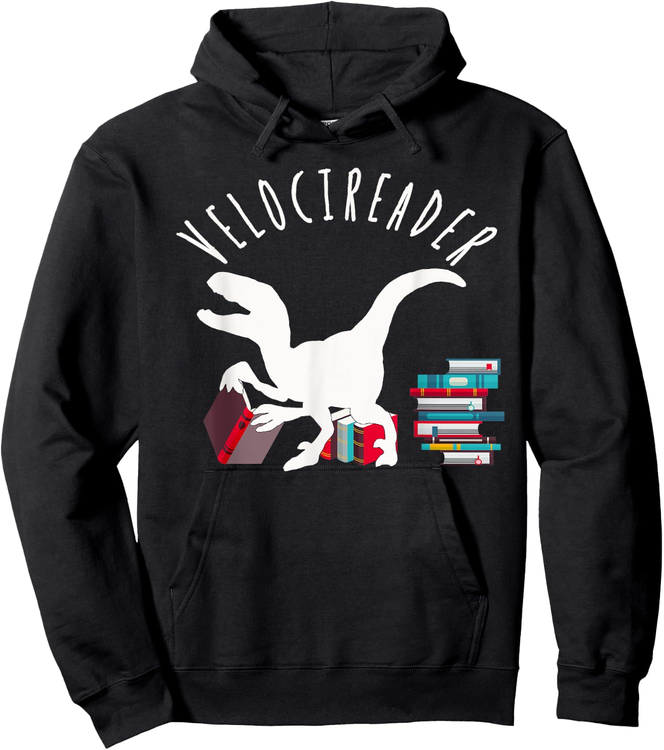 Velocireader Awesome Dinosaur Velociraptor Back To School Hoodie - Hoodie | Black