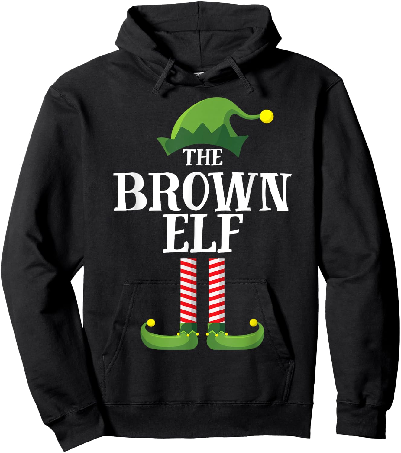 Brown Elf Matching Family Group Christmas Party Hoodie - Hoodie | Black