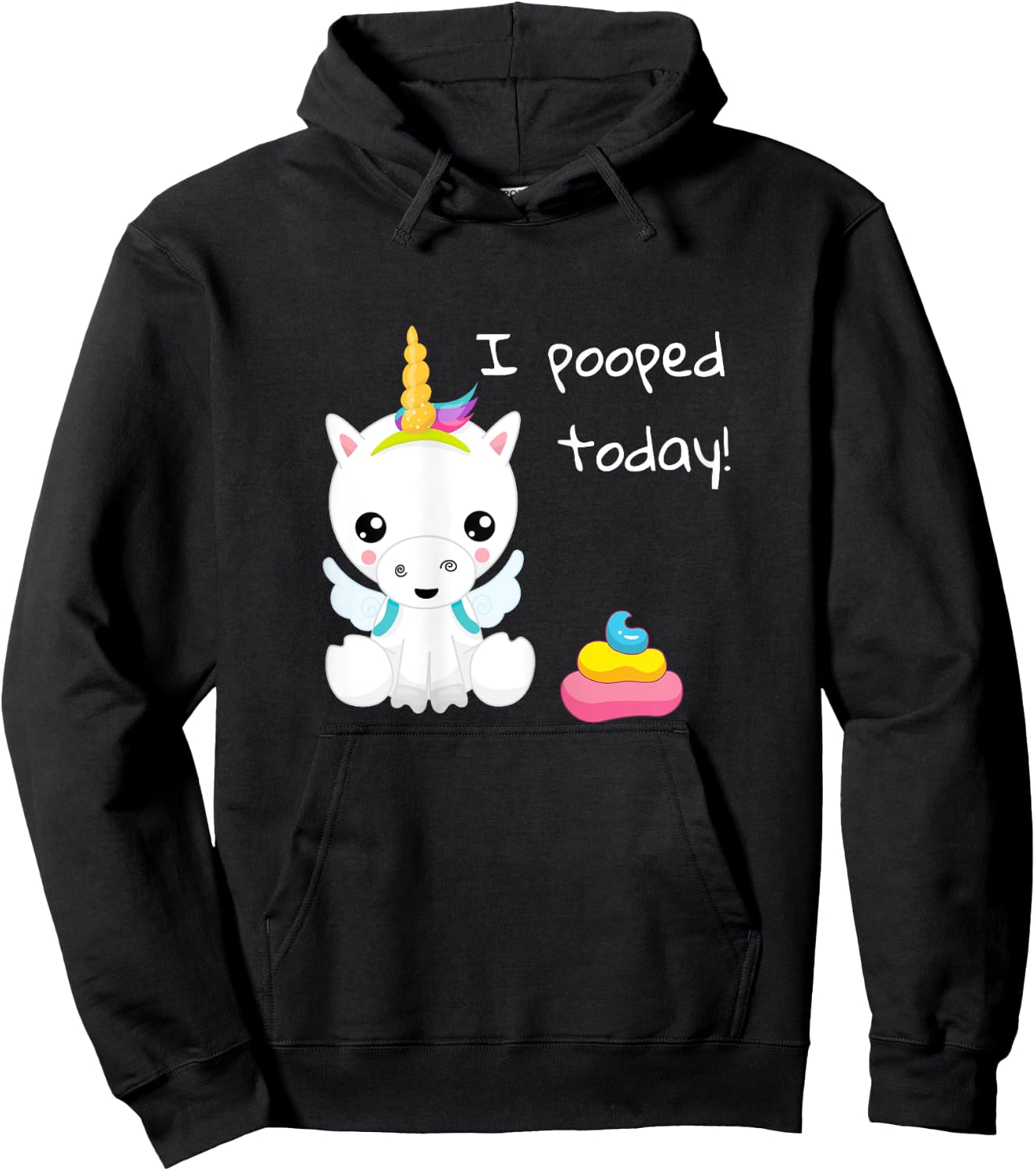 I pooped today cute white unicorn Hoodie - Hoodie | Black