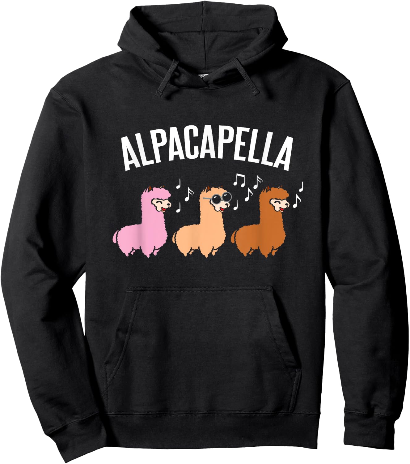 Alpacapella Cute woolly Acapella Alpaca Musician Hoodie - Hoodie | Black