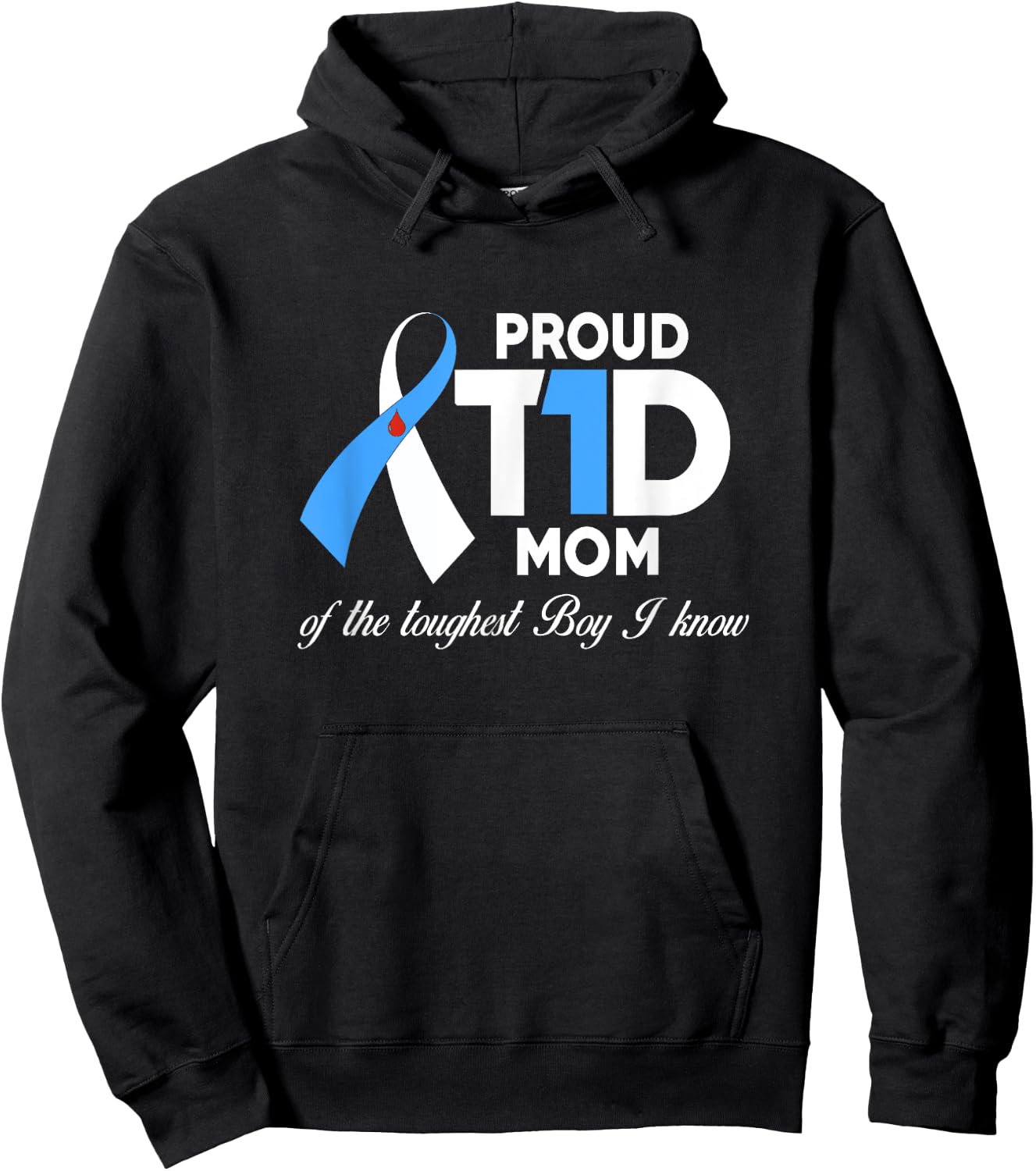 Proud T1D Mom Of Son Diabetes Awareness Diabetic Gifts Hoodie - Hoodie | Black