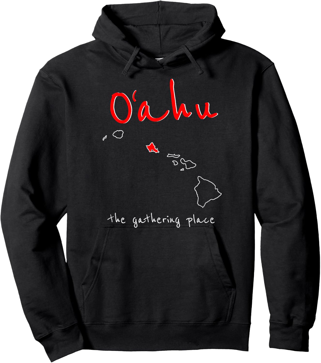 Oahu - The Gathering Place | Vintage Hawaii Vacation Gift Hoodie - Hoodie | Black