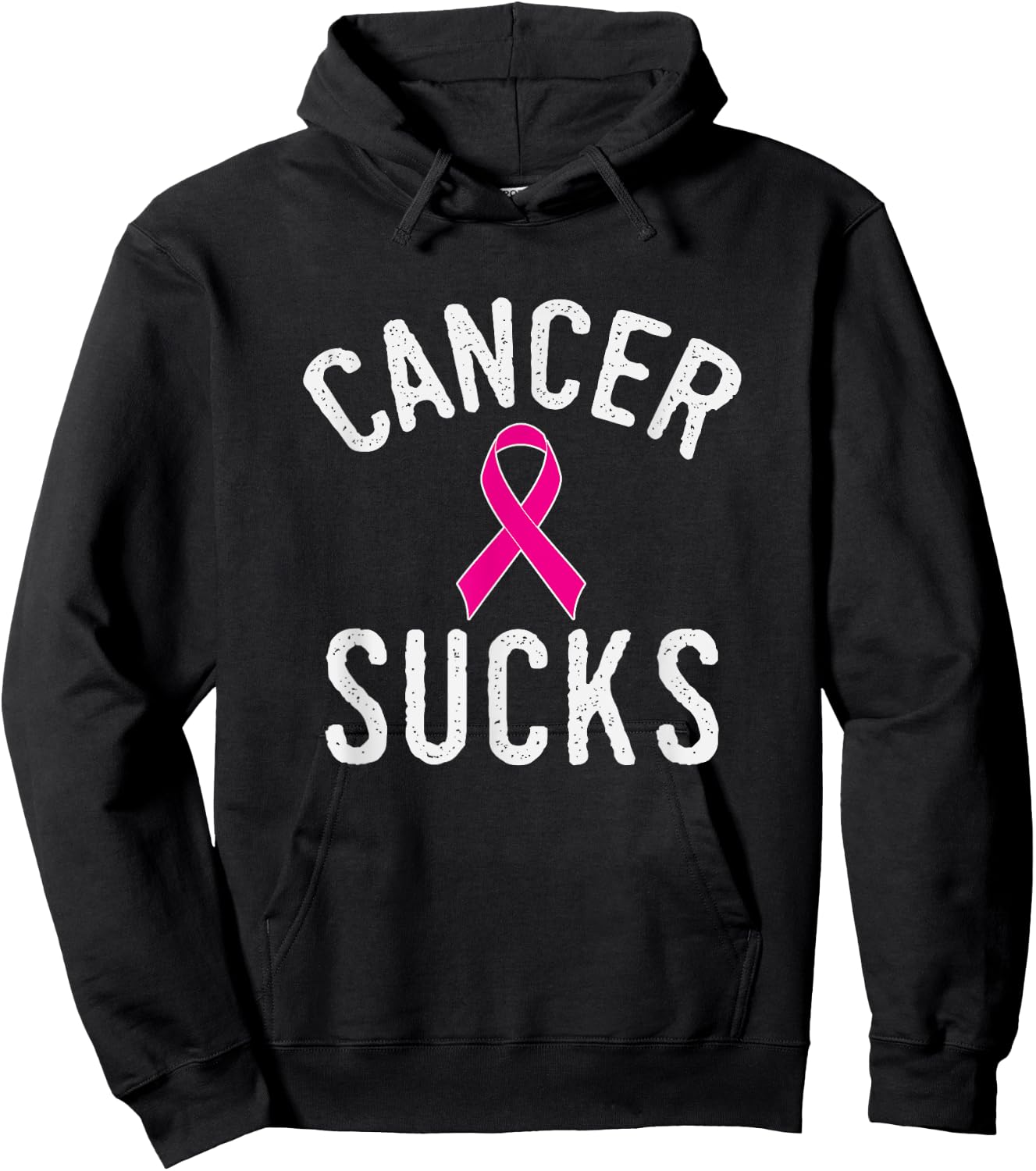 Pink Ribbon Breast Cancer Awareness Month Cancer Sucks Hoodie - Hoodie | Black