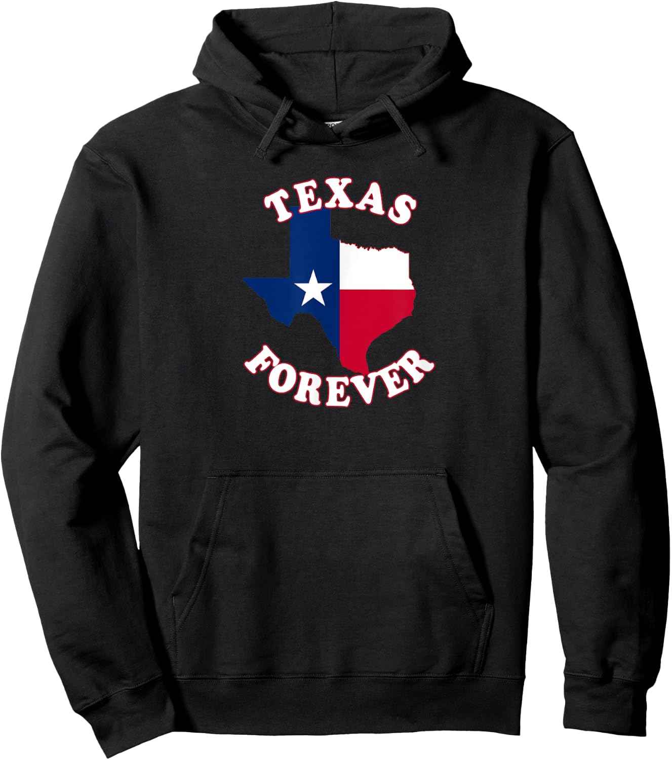 Texas Forever with State Outline and Flag Hoodie - Hoodie | Black