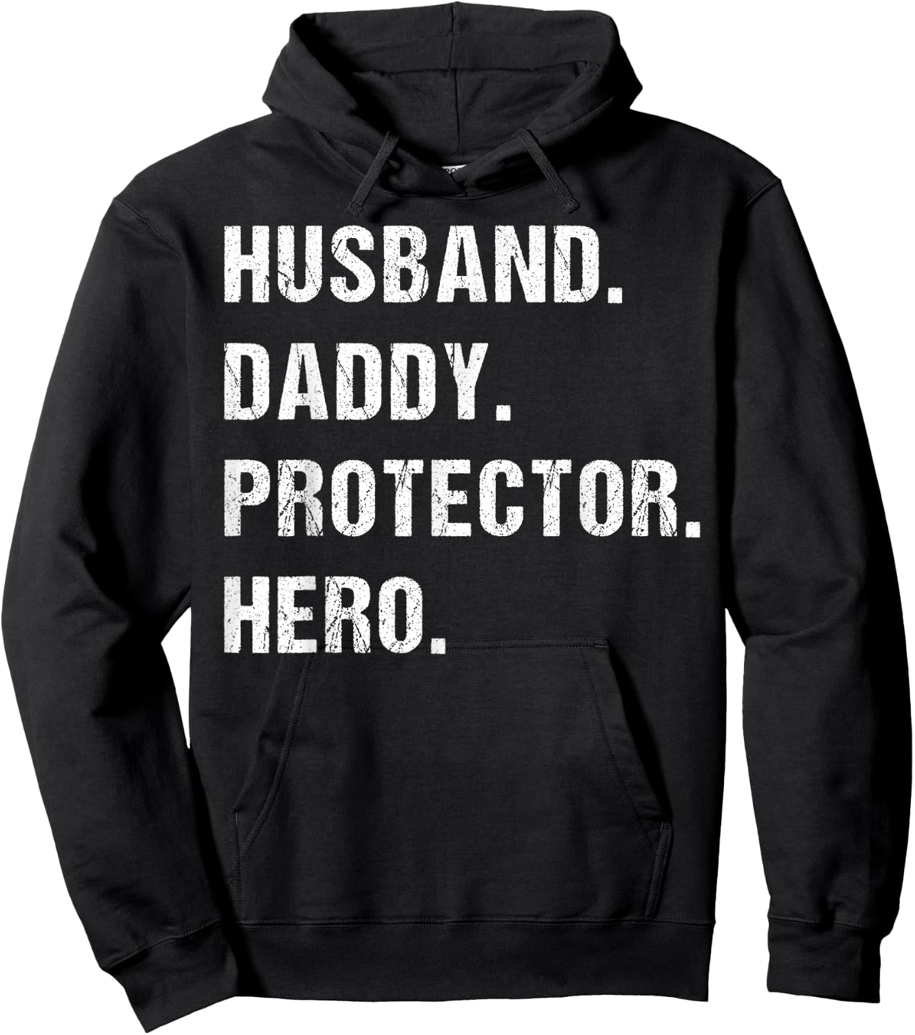 Husband Daddy Protector Hero Fathers Day Gift Dad Wife Hoodie - Hoodie | Black