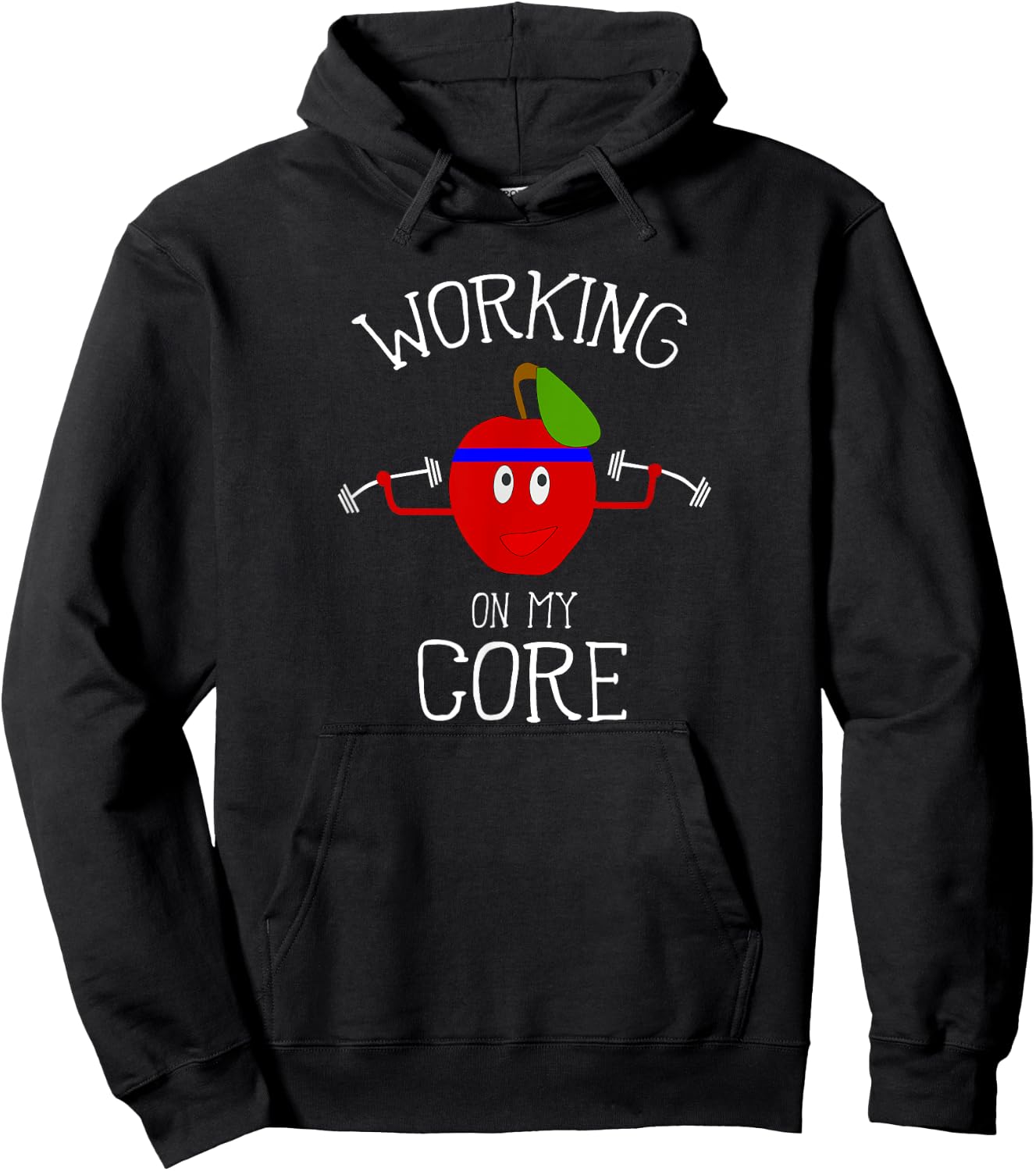 Working On My Core Funny Apple Workout Hoodie - Hoodie | Black