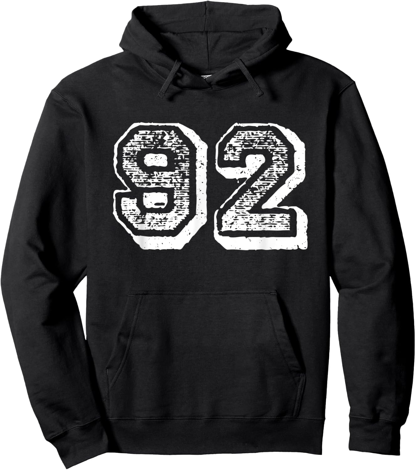 Number 92 Sports Jersey Player #92 Fan FRONT Print Vintage Hoodie - Hoodie | Black