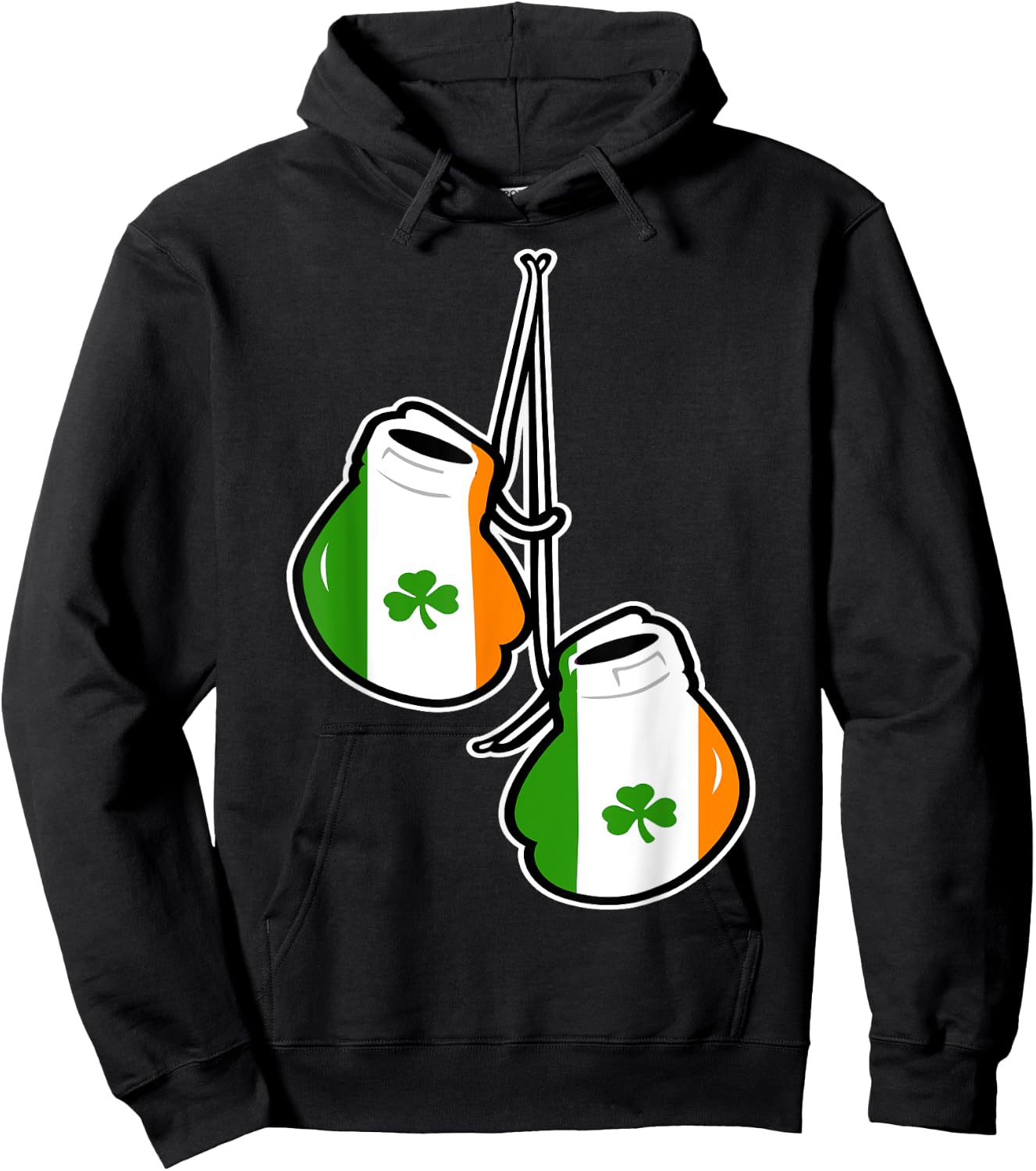 Ireland Flag Shamrock Irish boxing gloves Hoodie - Hoodie | Black