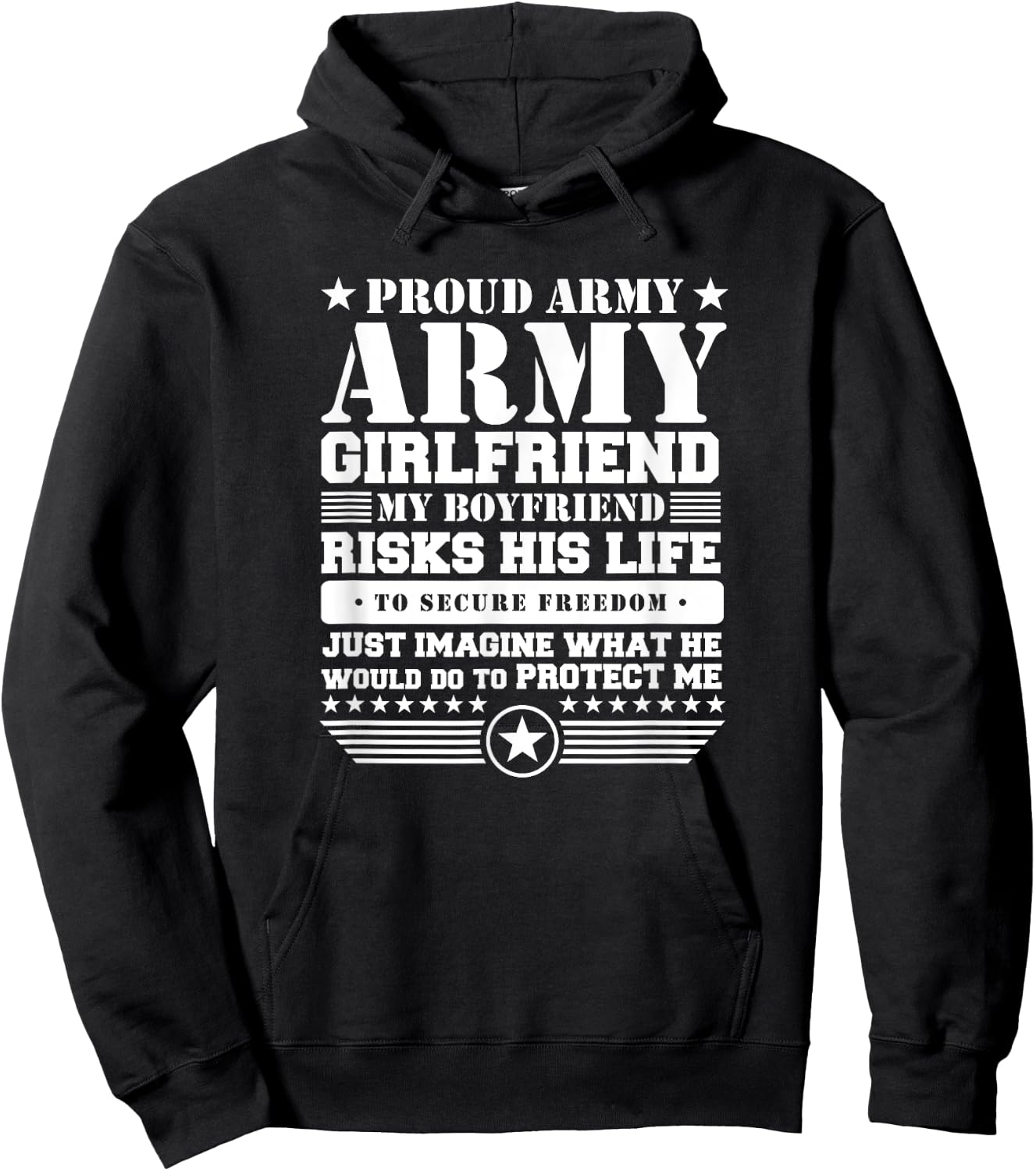 Proud Army Girlfriend Shirt Military Girlfriend Protects Me Hoodie - Hoodie | Black