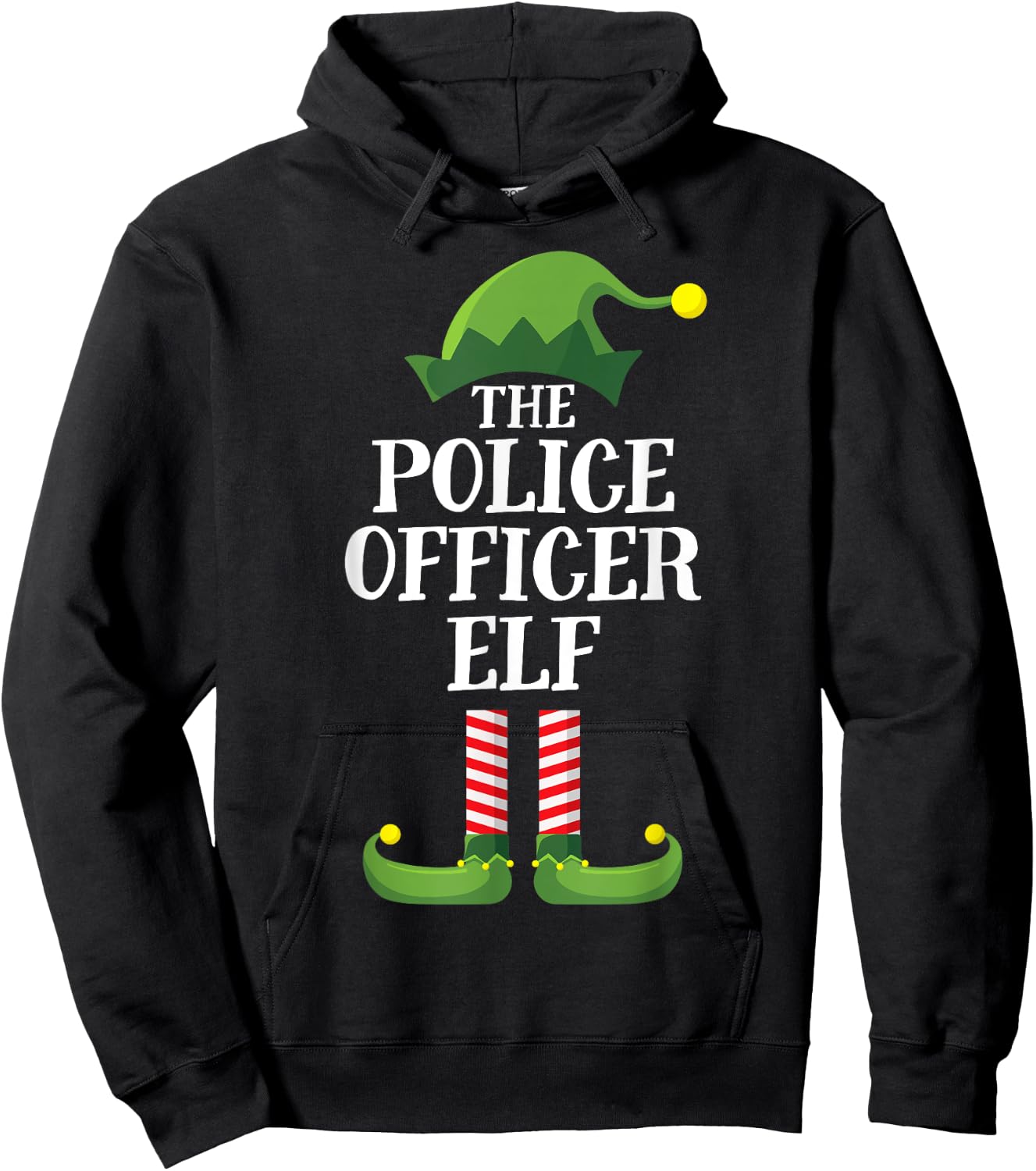 Police Officer Elf Matching Family Group Christmas Party PJ Hoodie - Hoodie | Black