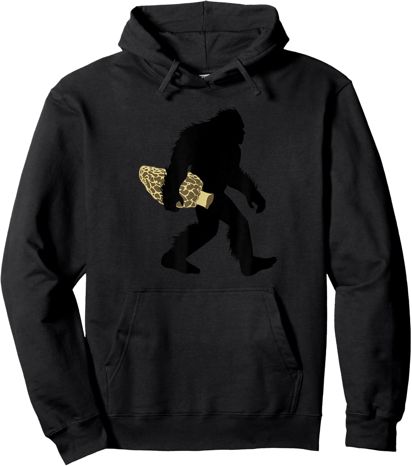 Bigfoot Morel Mushroom , Sasquatch Fungi Apparel Hoodie - Hoodie | Black