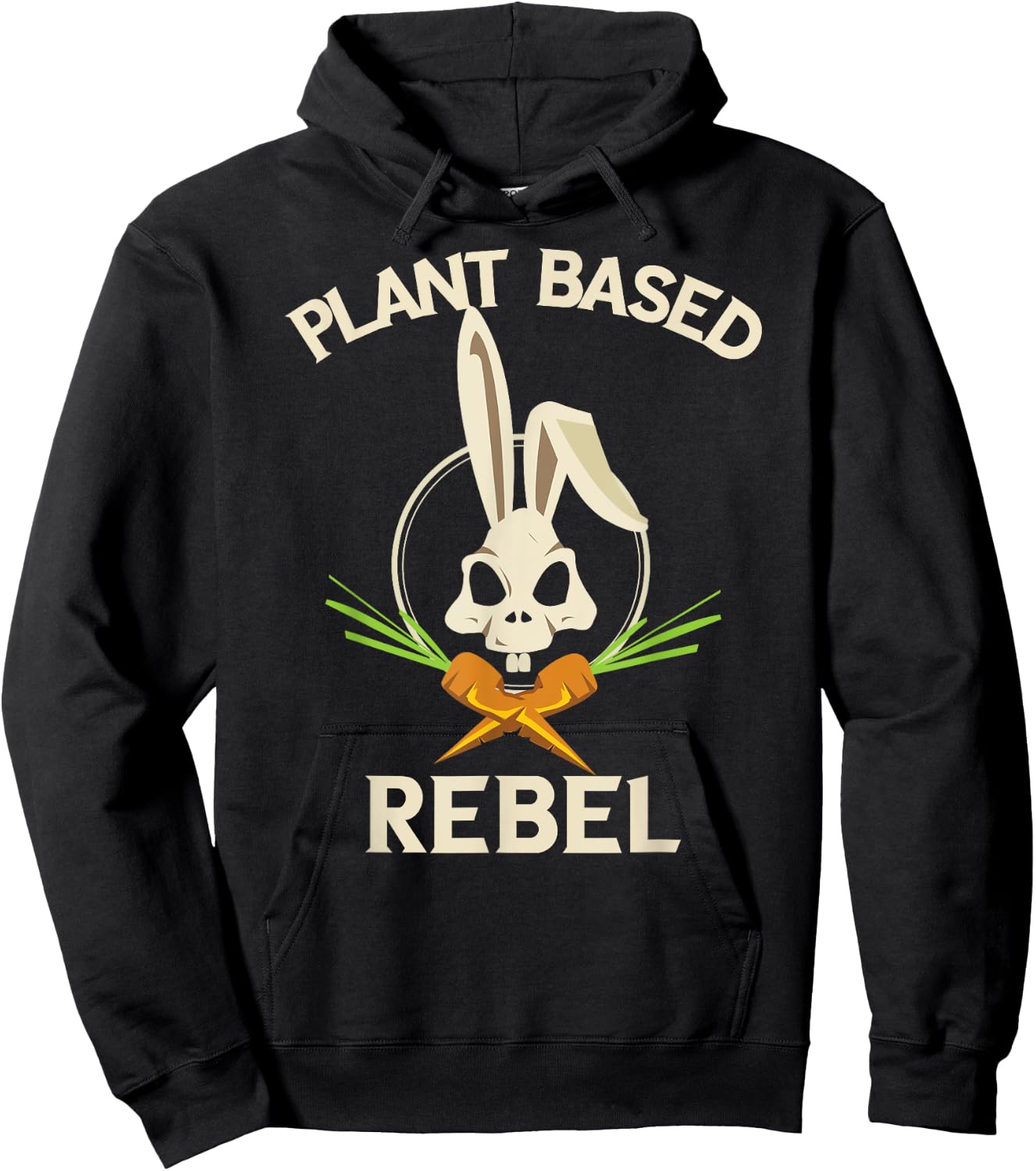 Plant Based Rebel Funny Vegan Vegetarian Bunny Gift Hoodie - Hoodie | Black
