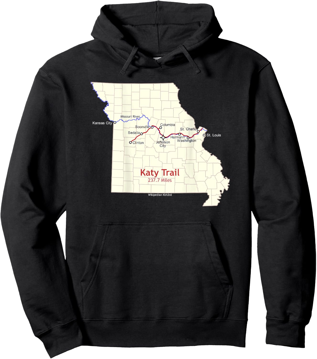 Katy Trail Route Map Hoodie - Hoodie | Black