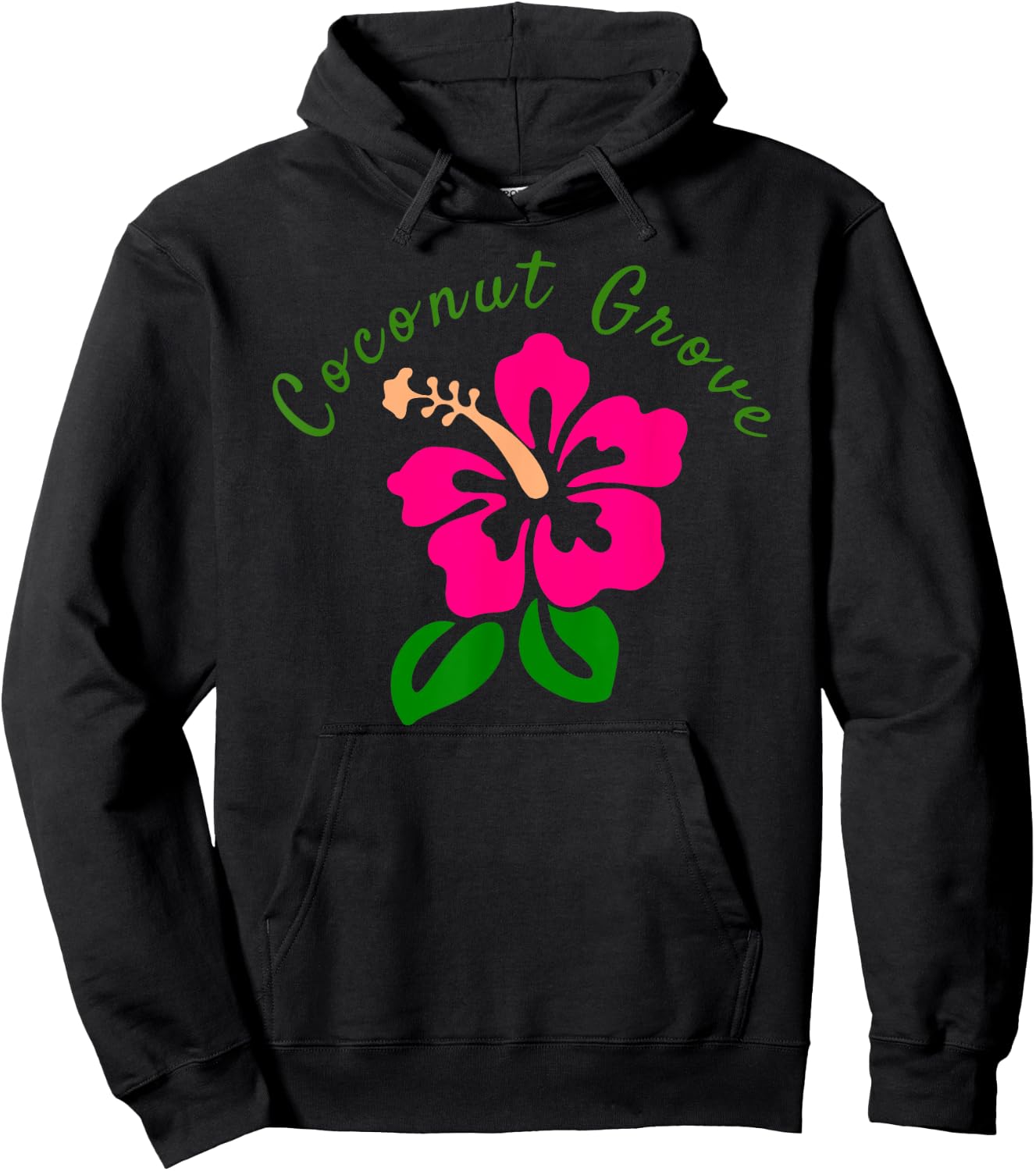 Tropical Coconut Grove Florida Hibiscus Flower Hoodie - Hoodie | Black