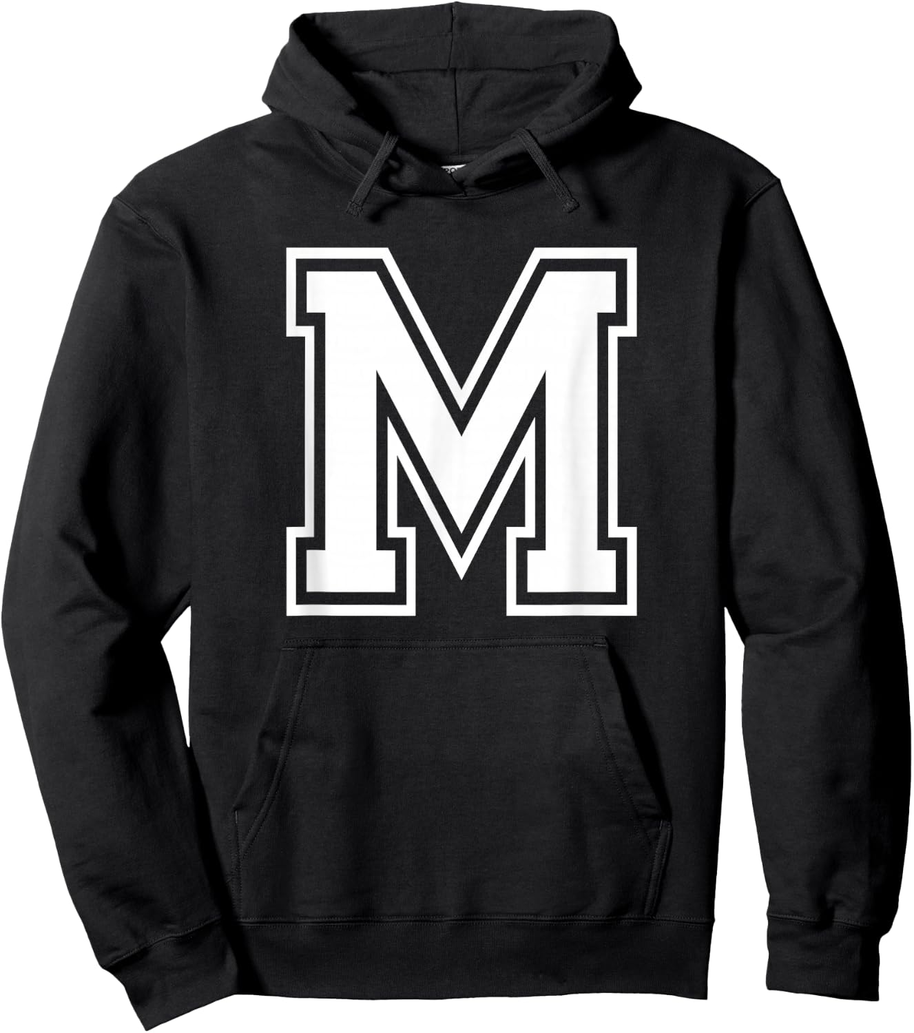 Letter M Name Initial Varsity Alphabet Monogram Hoodie - Hoodie | Black