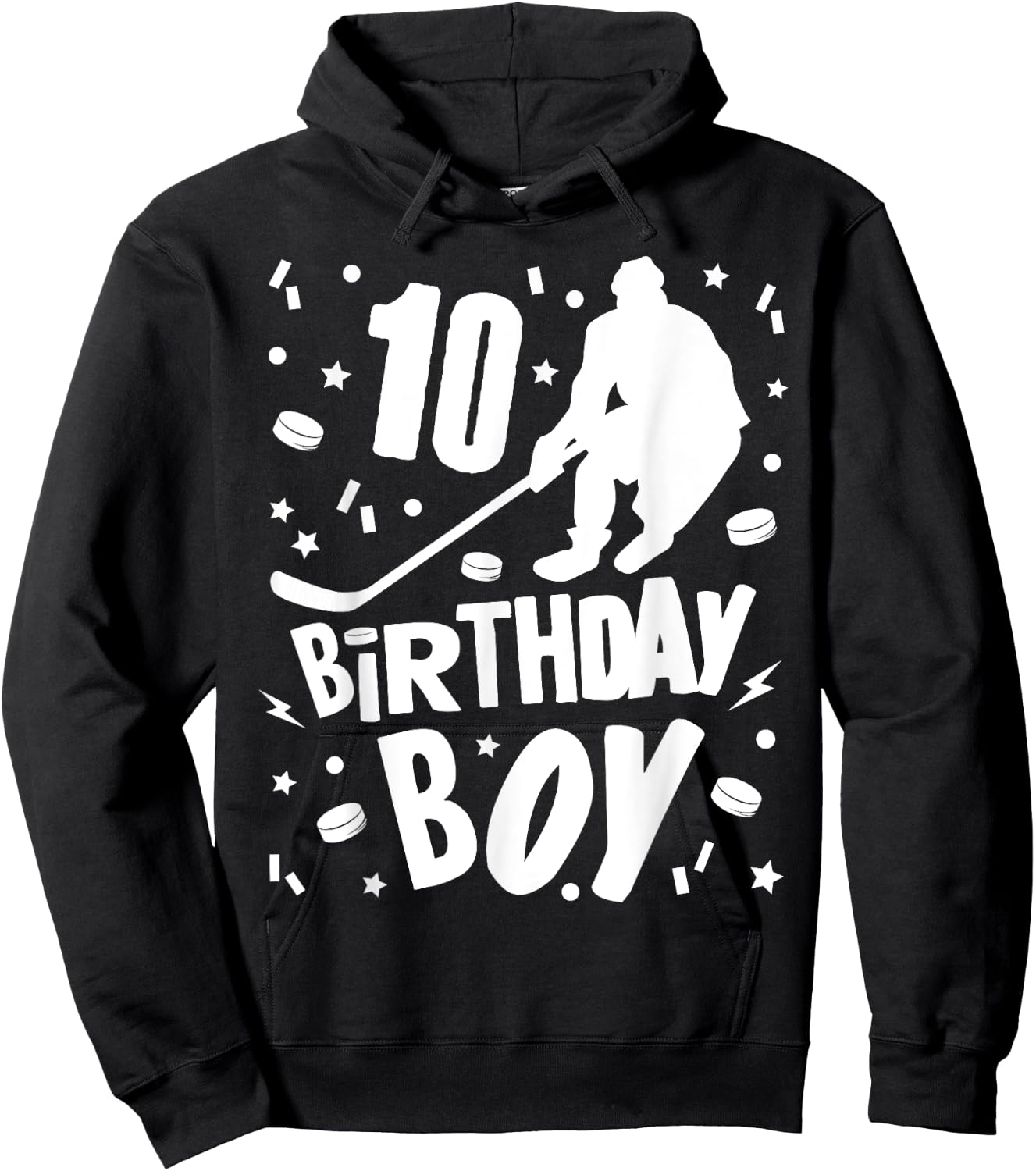 10th Birthday Boy Ice Hockey Kids 10 Years Old Party Gift Hoodie - Hoodie | Black