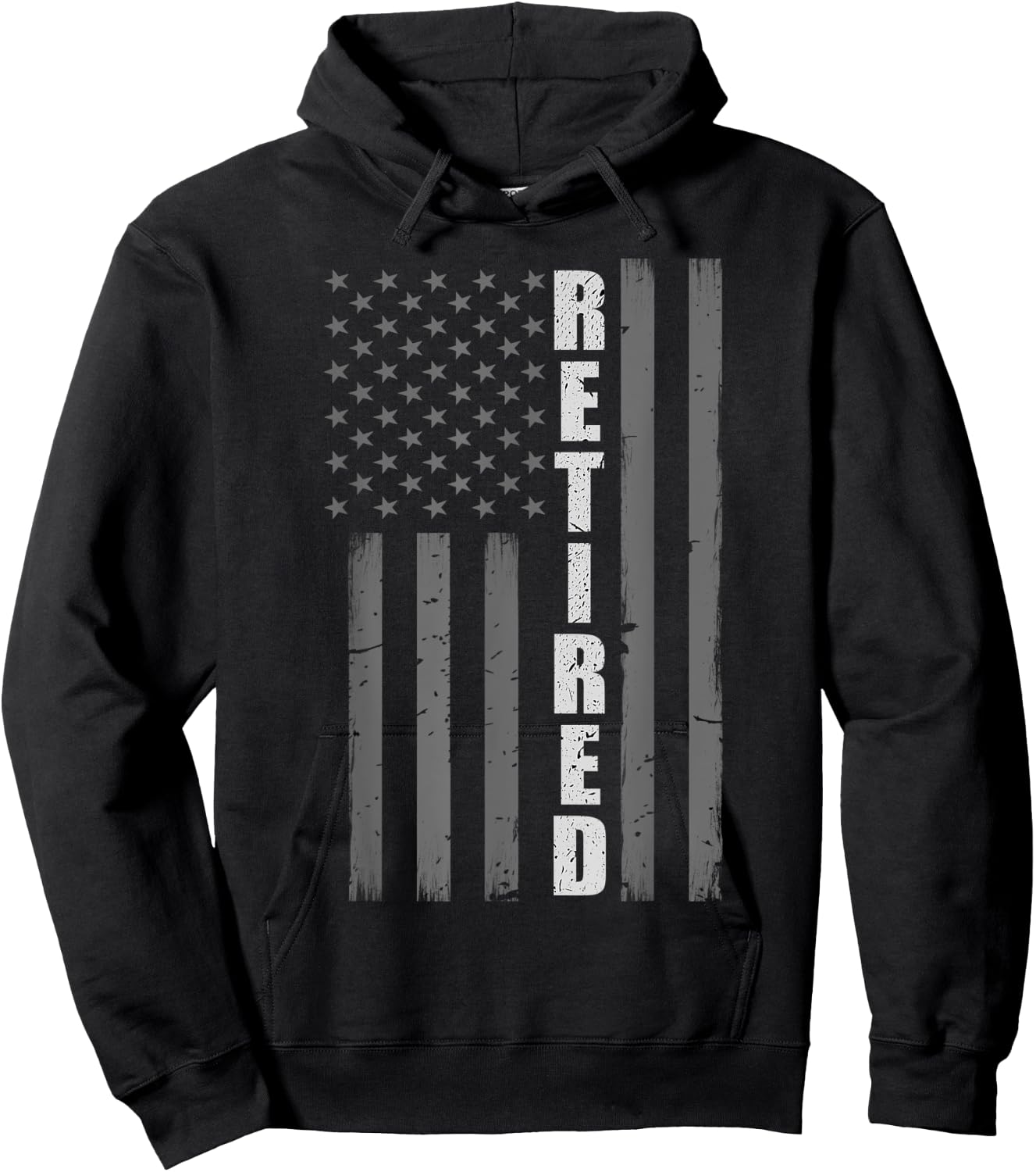 Retired Corrections Officer Gift - Thin Silver Line Flag Hoodie - Hoodie | Black