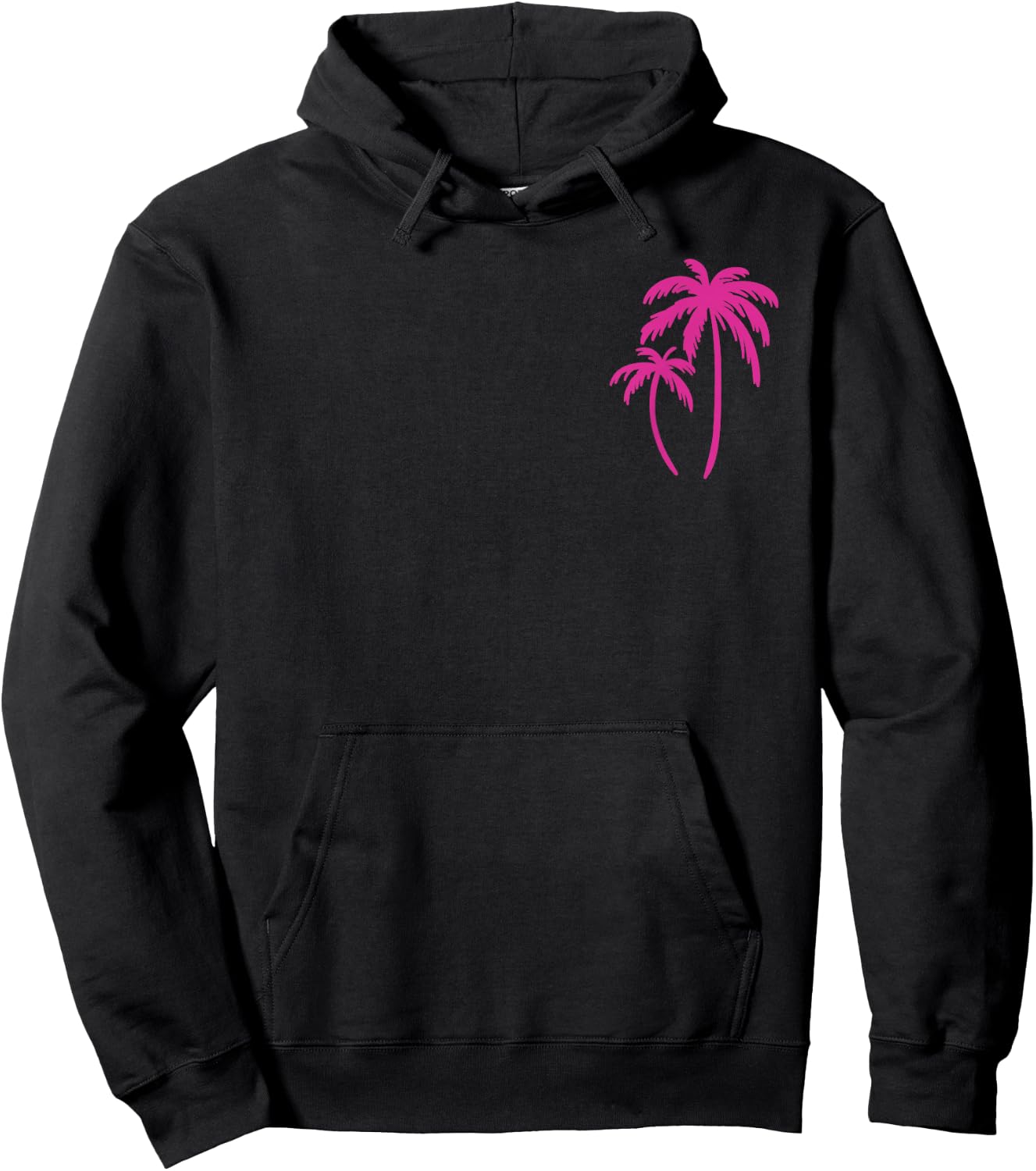 Pink Pocket Palm Tree Cute Hawaiian Summer Vacation Gift Hoodie - Hoodie | Black