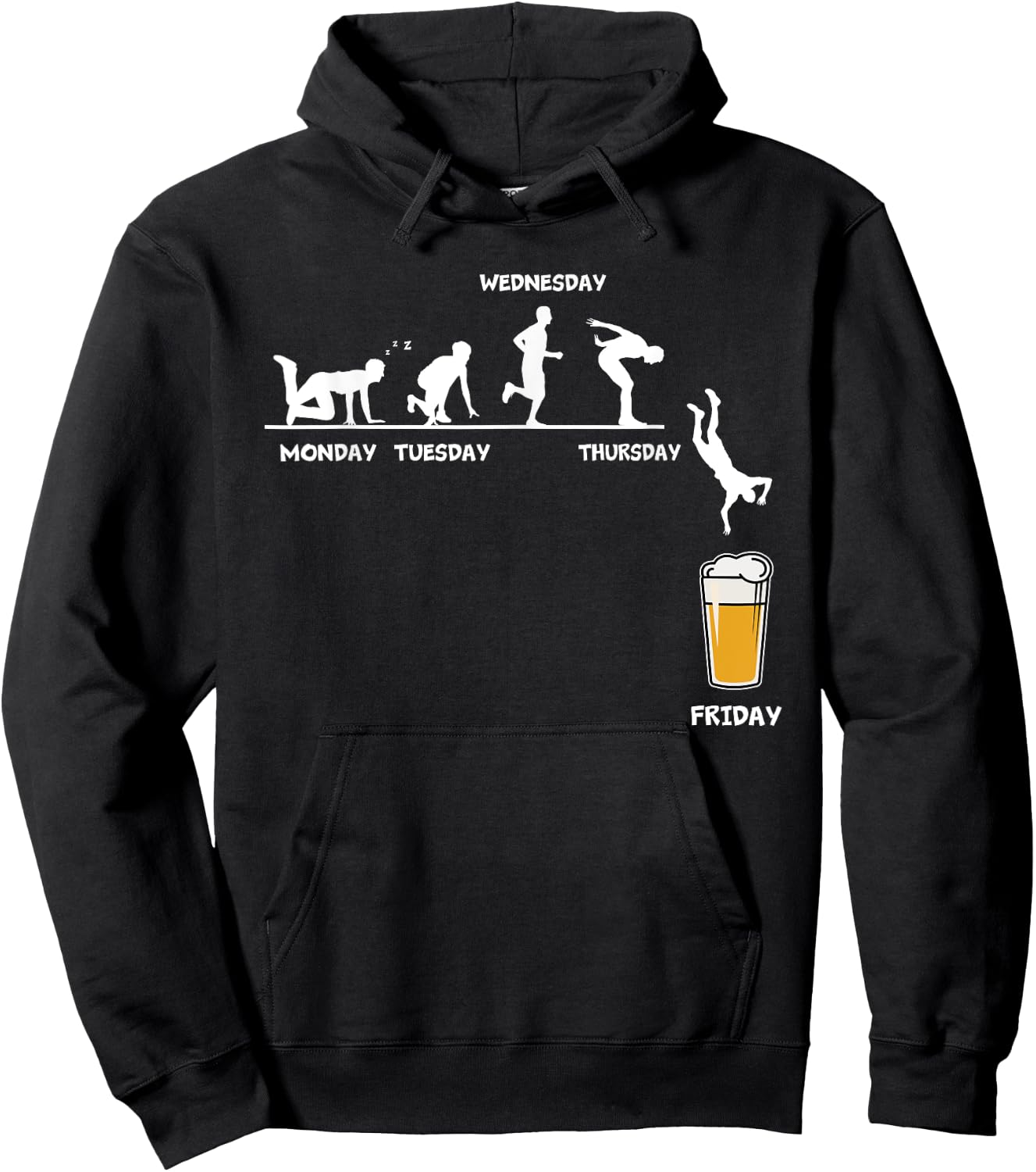 Monday Tuesday Wednesday Thursday Friday Funny Beer Drinking Hoodie - Hoodie | Black