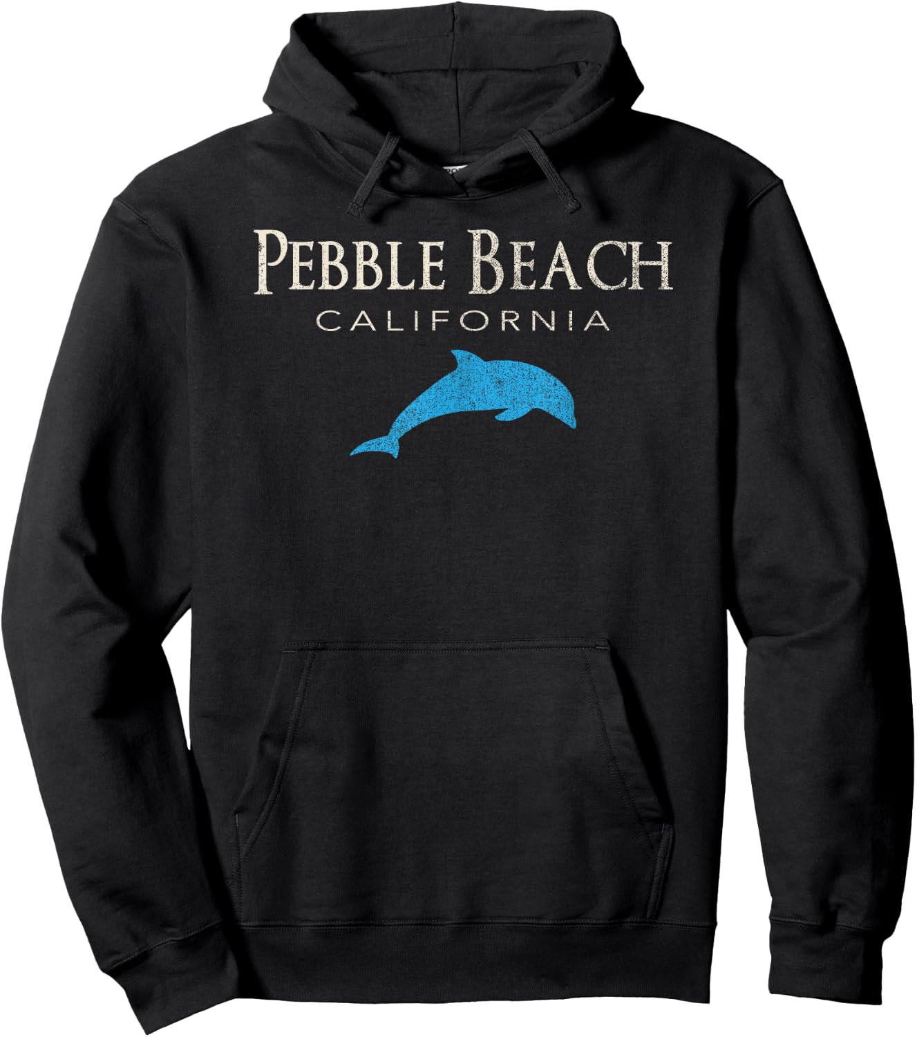 Vintage Pebble Beach CA Dolphin T Shirt Hoodie - Hoodie | Black