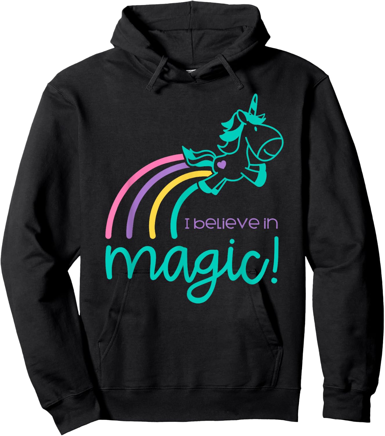 I Believe In Magic Colorful Unicorn Hoodie - Hoodie | Black