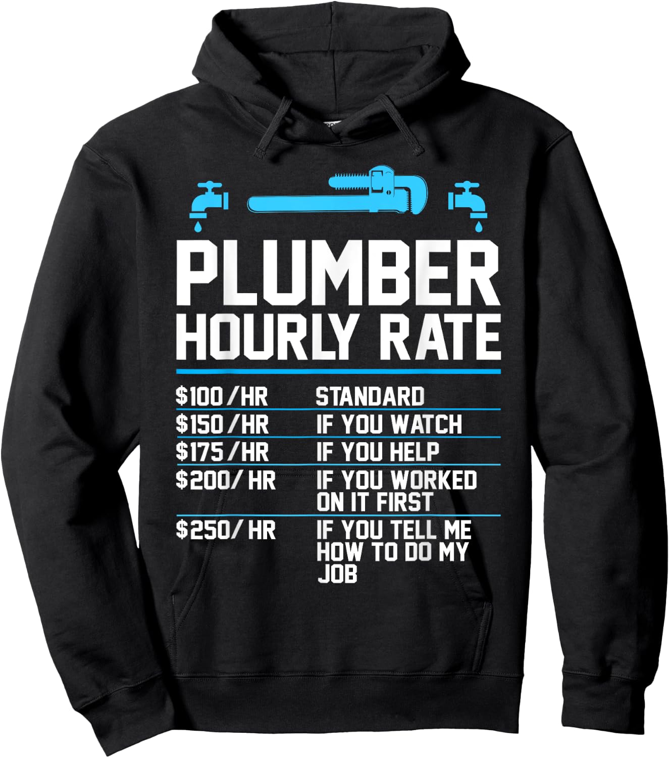 Plumber Hourly Rate - Funny Plumbing Hoodie - Hoodie | Black
