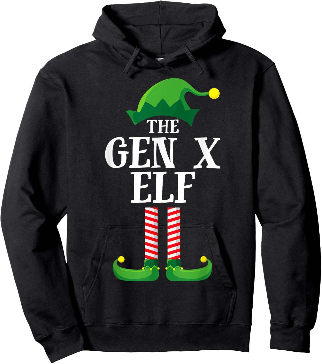 Gen X Elf Matching Family Group Christmas Party Pyjamas Hoodie - Hoodie | Black