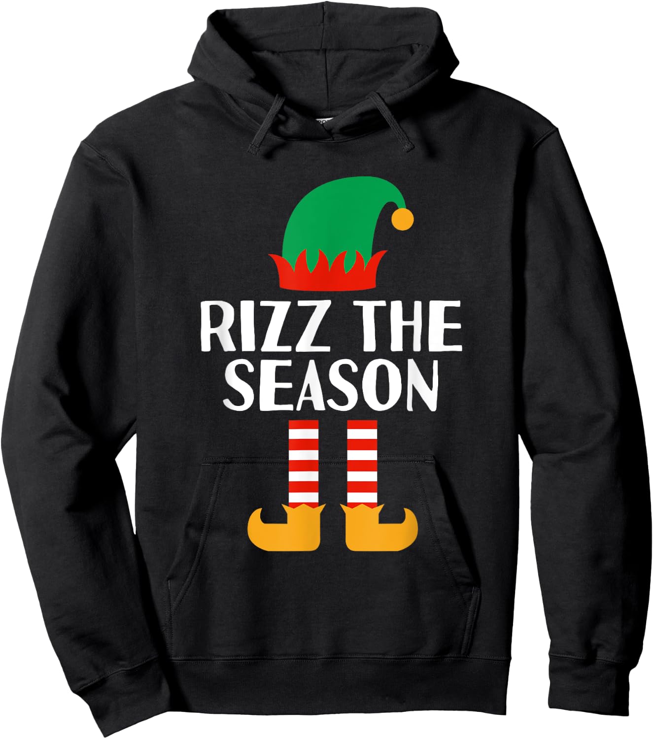 Rizz The Season Gen Z Christmas Pun Funny Elf Holiday Elves Hoodie - Hoodie | Black