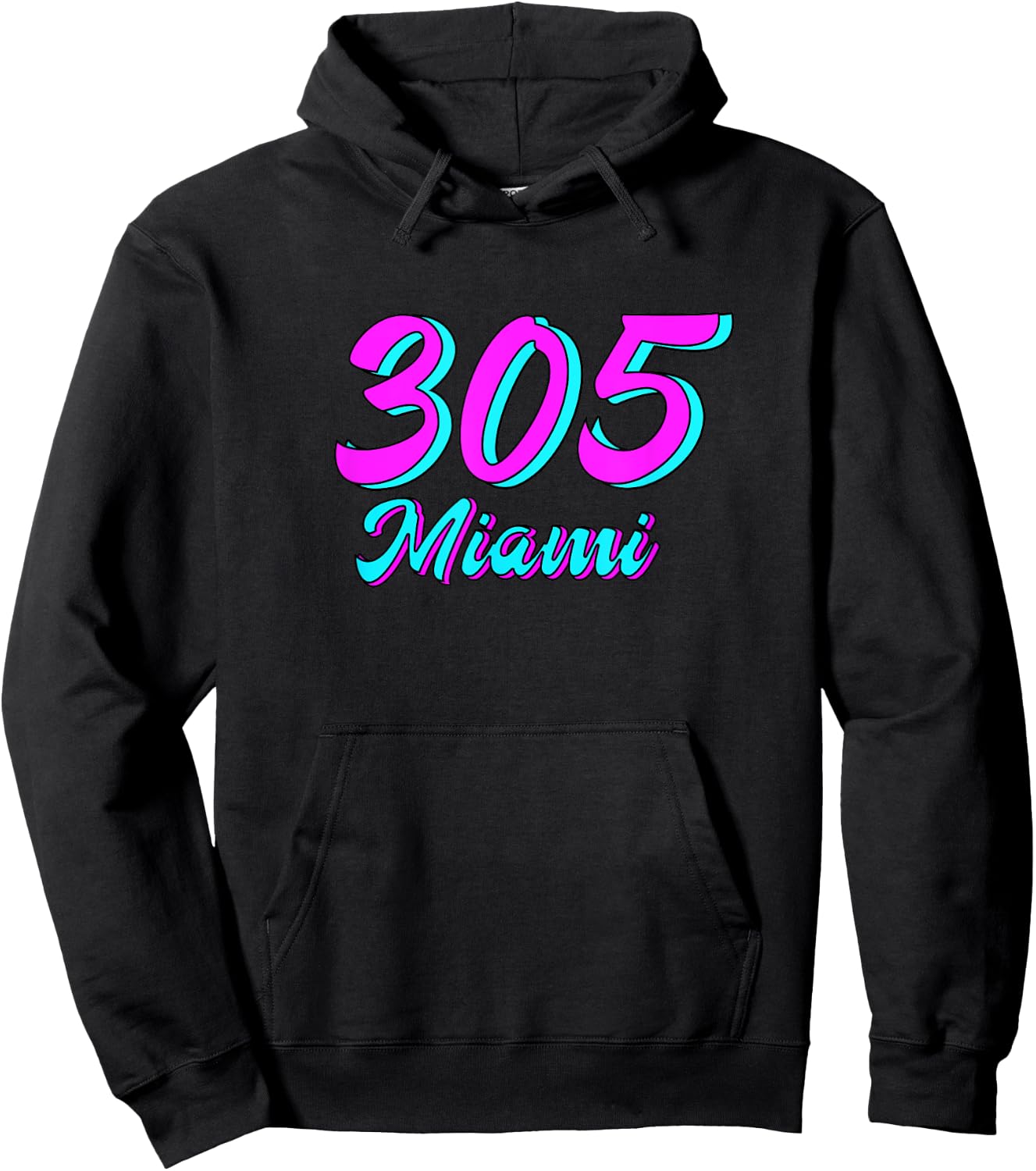 305 Miami Dade County South Beach Pink & Blue Deco Retro Men Women Girls Kids Hoodie - Hoodie | Black