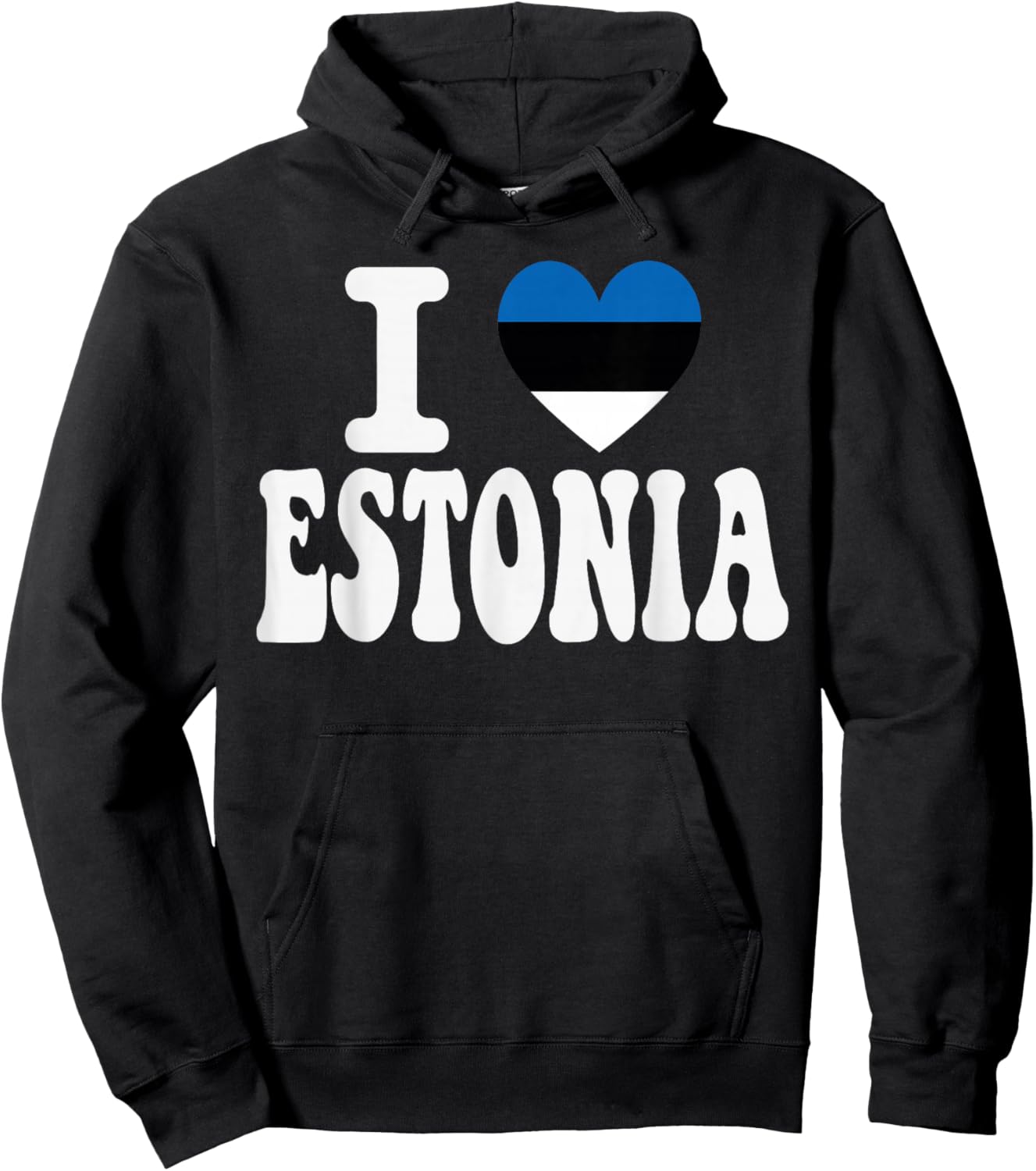 I Love Estonia Heart Flag Retro Travel Souvenir Hoodie - Hoodie | Black