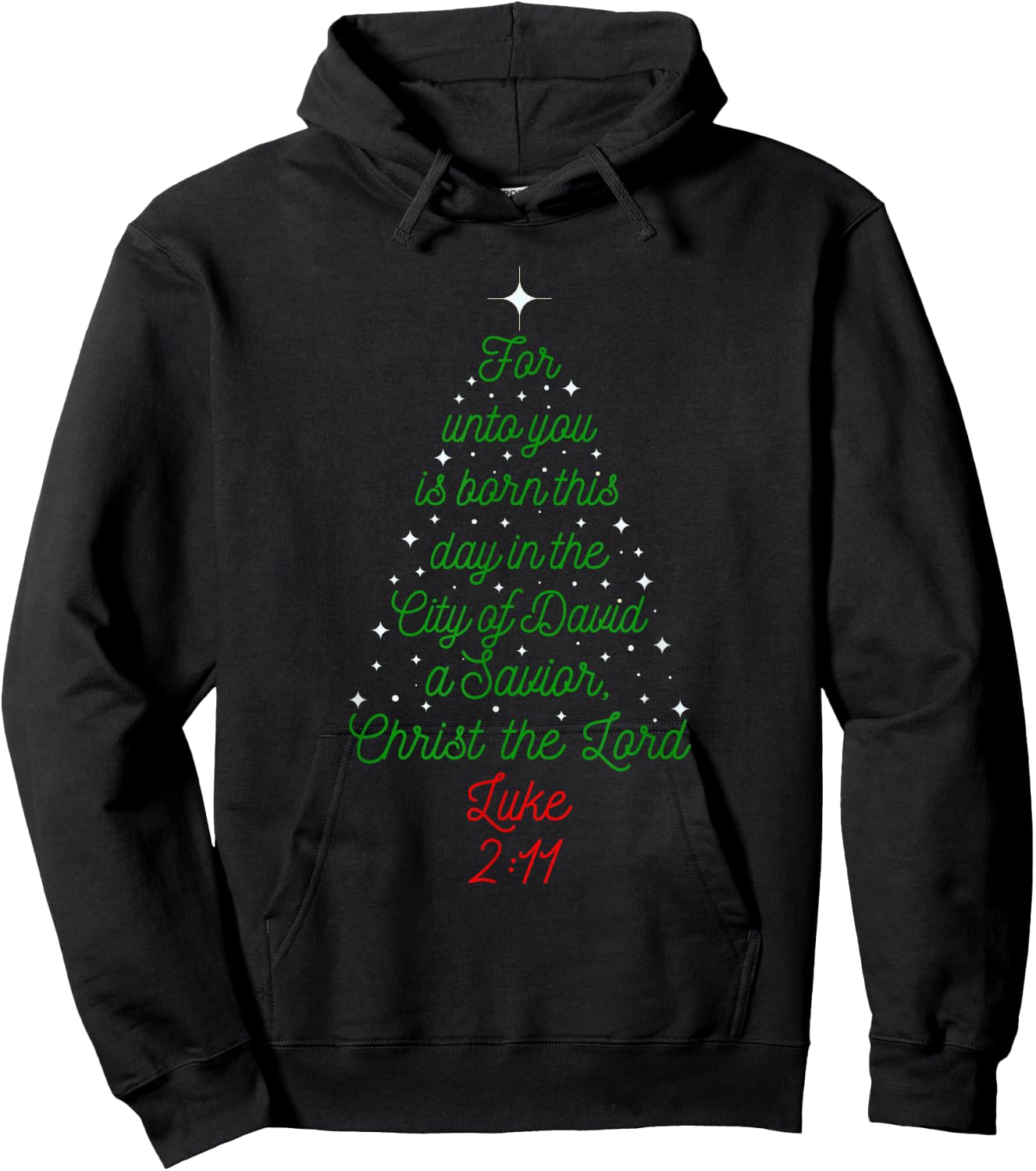 Savior is Born Bible Verse Christmas Tree Holiday Religious Hoodie - Hoodie | Black