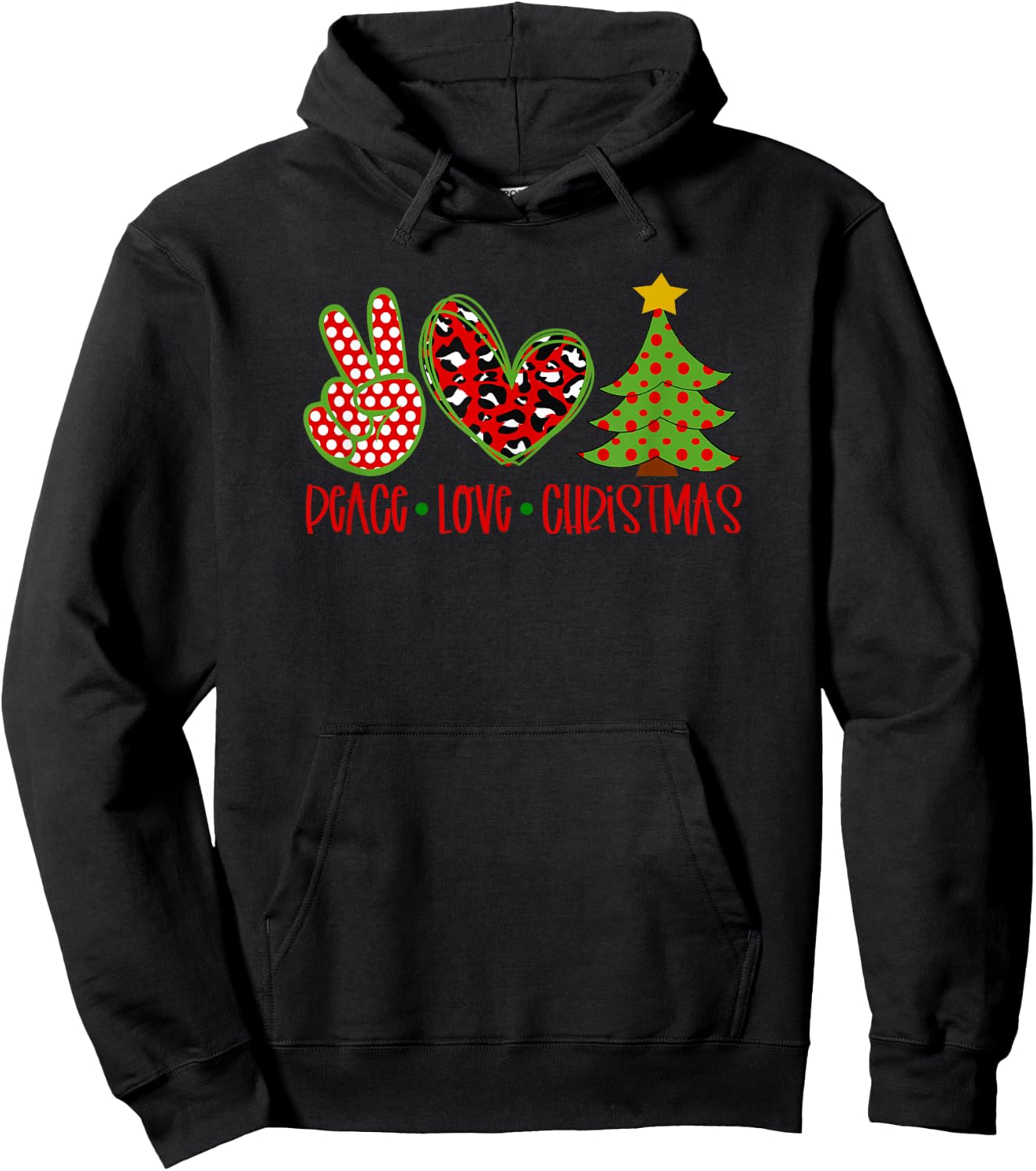 Peace Love Christmas Hoodie - Hoodie | Black