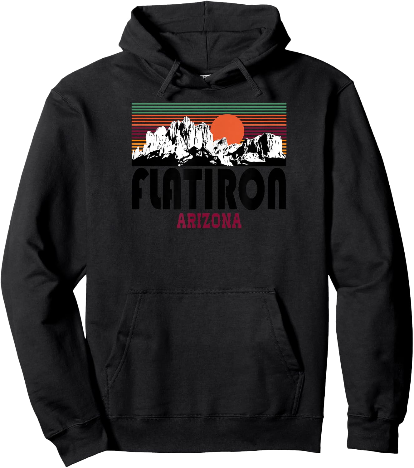 Retro Flat Iron Superstitions Mountain Arizona Shirt Hoodie - Hoodie | Black