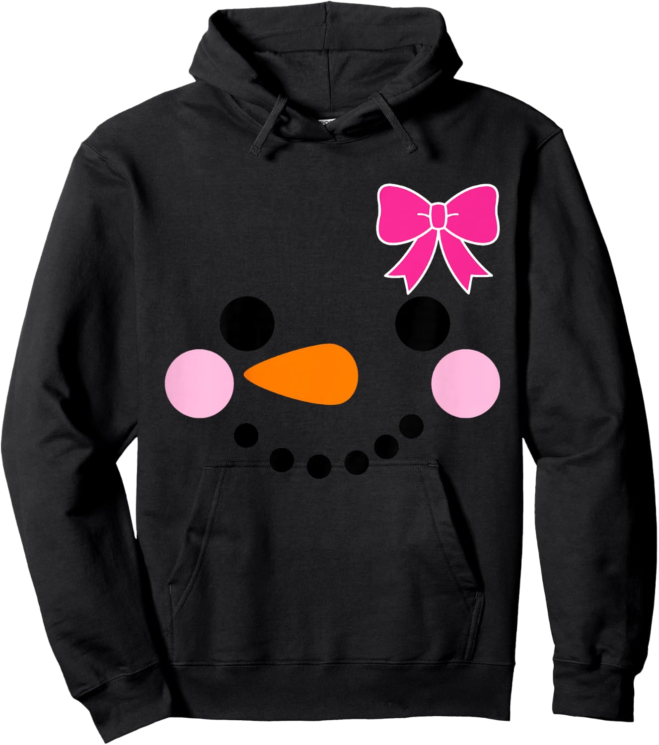 Toddler Snowman with Bow for Girls Christmas Hoodie - Hoodie | Black
