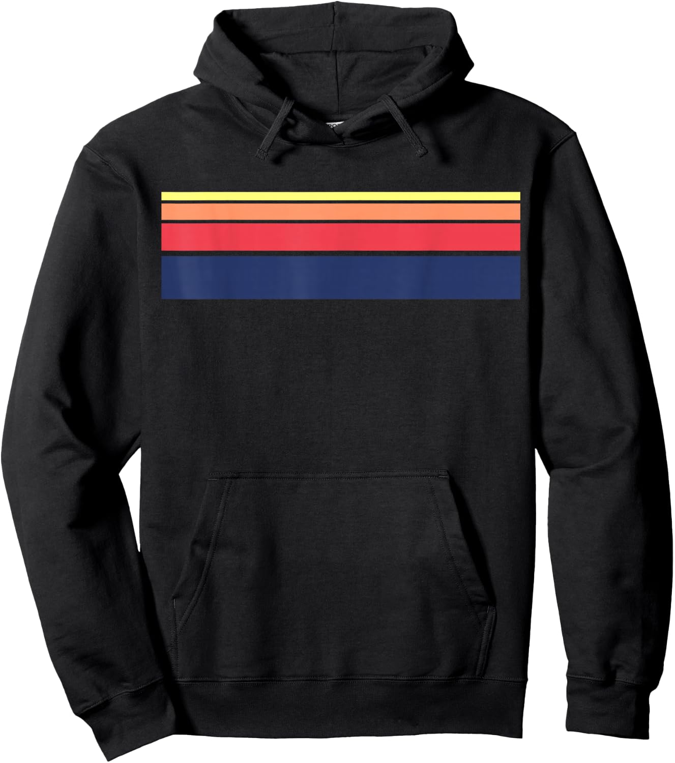 Retro Sunset Color Stripe Pattern T Shirt Hoodie - Hoodie | Black