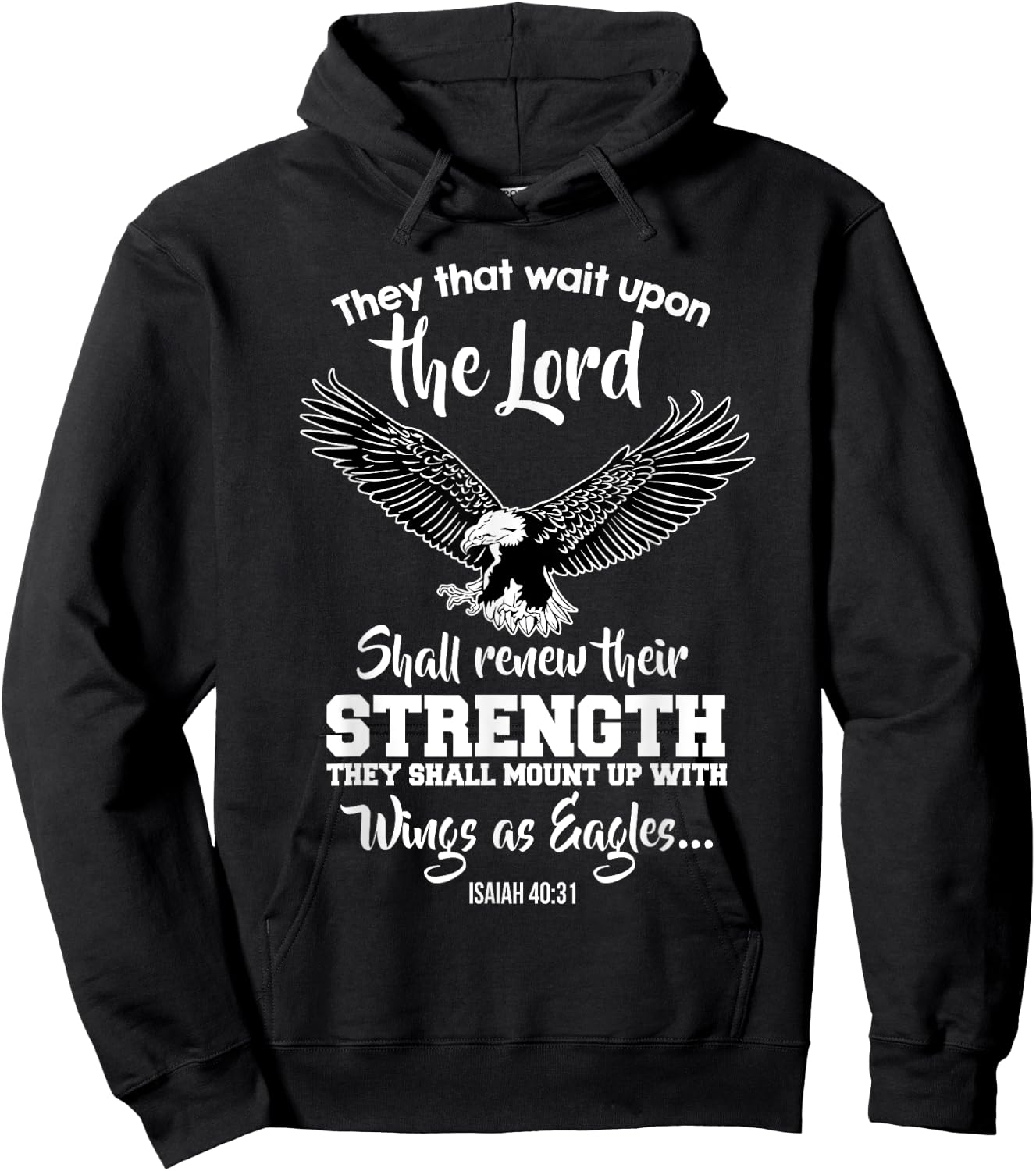 Wings Like Eagles Isaiah 40:31 Christian Message Hoodie - Hoodie | Black