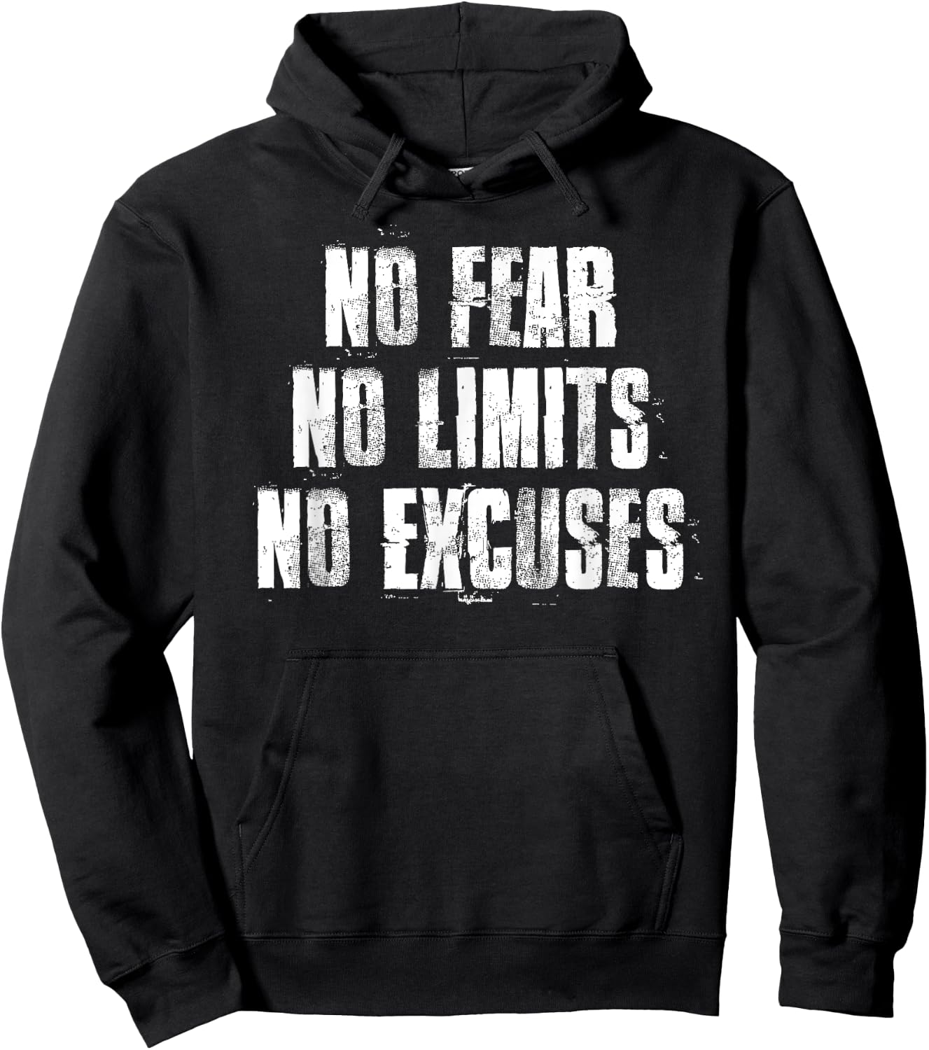 No Fear No Limits No Excuses Motivational Gym Fitness Hoodie - Hoodie | Black