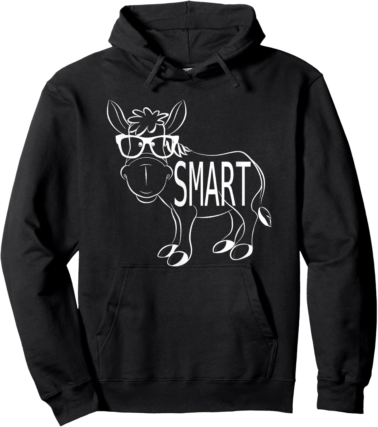 Funny Cute Sarcastic Smart Ass Donkey w Glasses Humorous Hoodie - Hoodie | Black