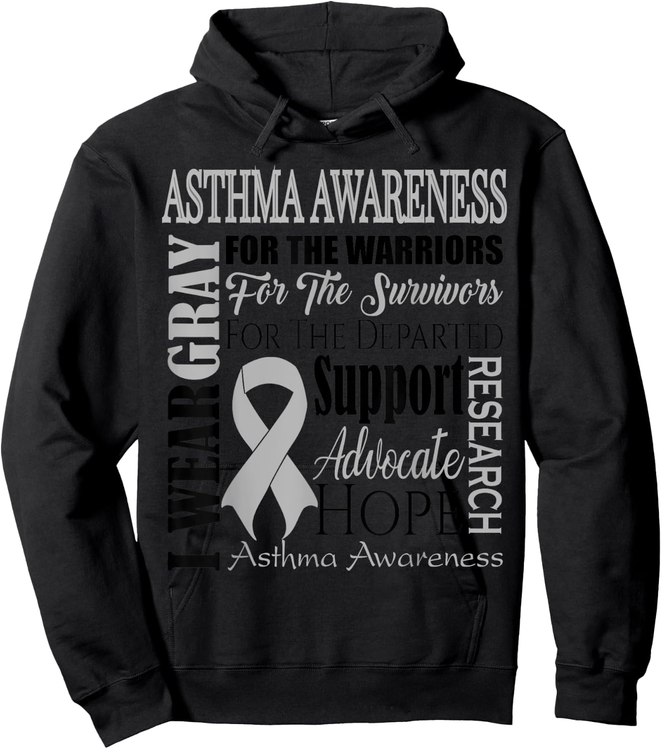 Asthma Awareness Shirt I Wear Gray for an Asthmatic Fighter Hoodie - Hoodie | Black