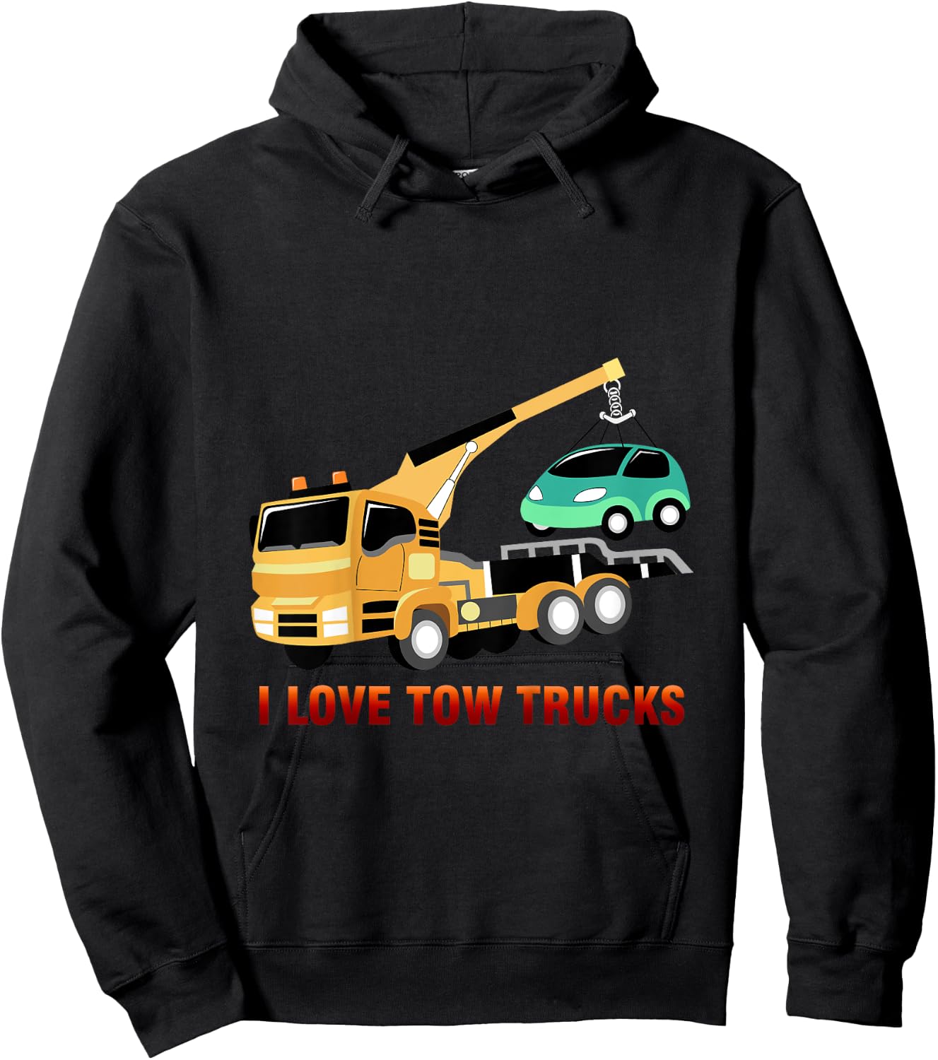 Kids I love tow truck | boy, youth, apparel racing driver Hoodie - Hoodie | Black